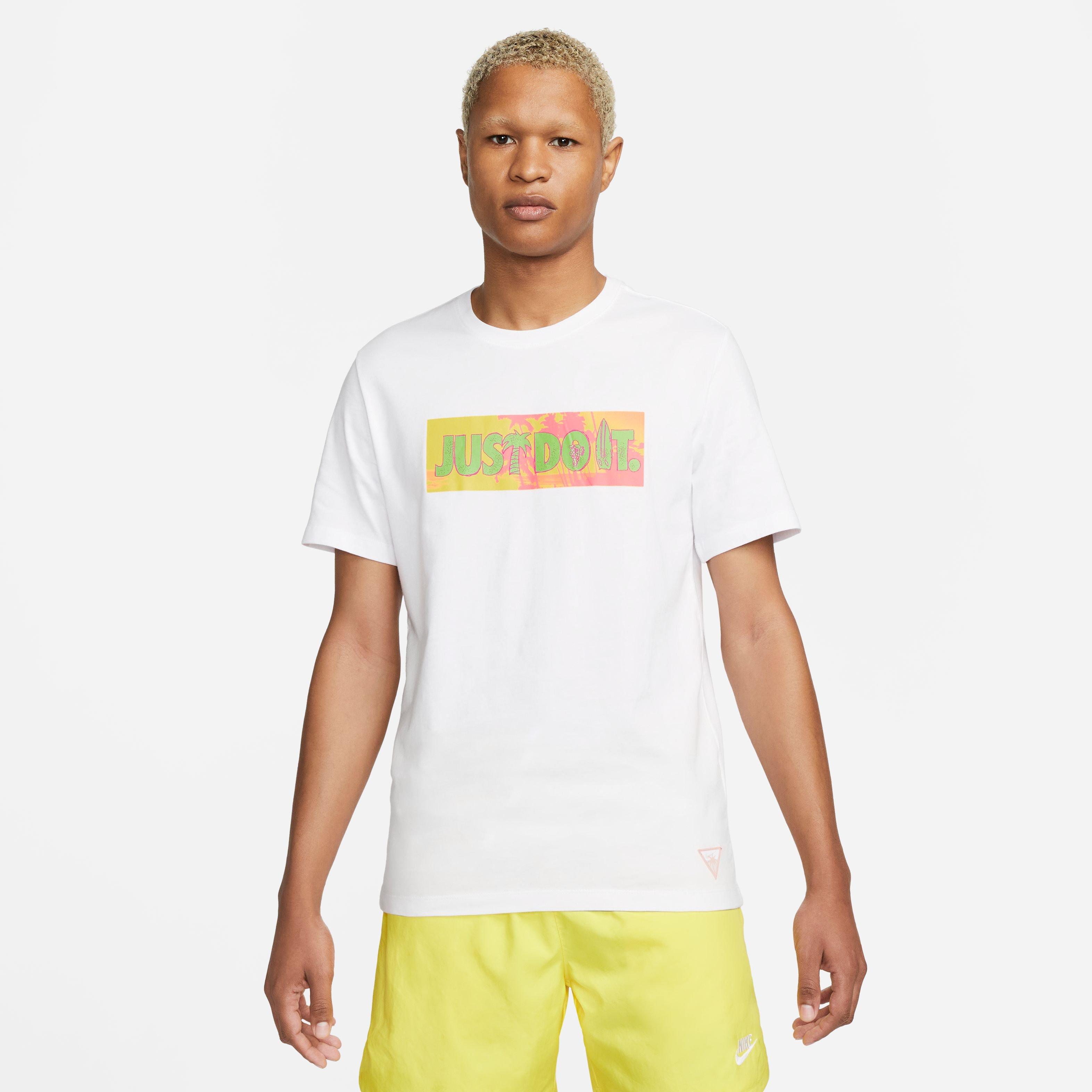 Nike Men's Sportswear Beach Party JDI Tee-White/Pink - WHITE/PINK Thumbnail View 5