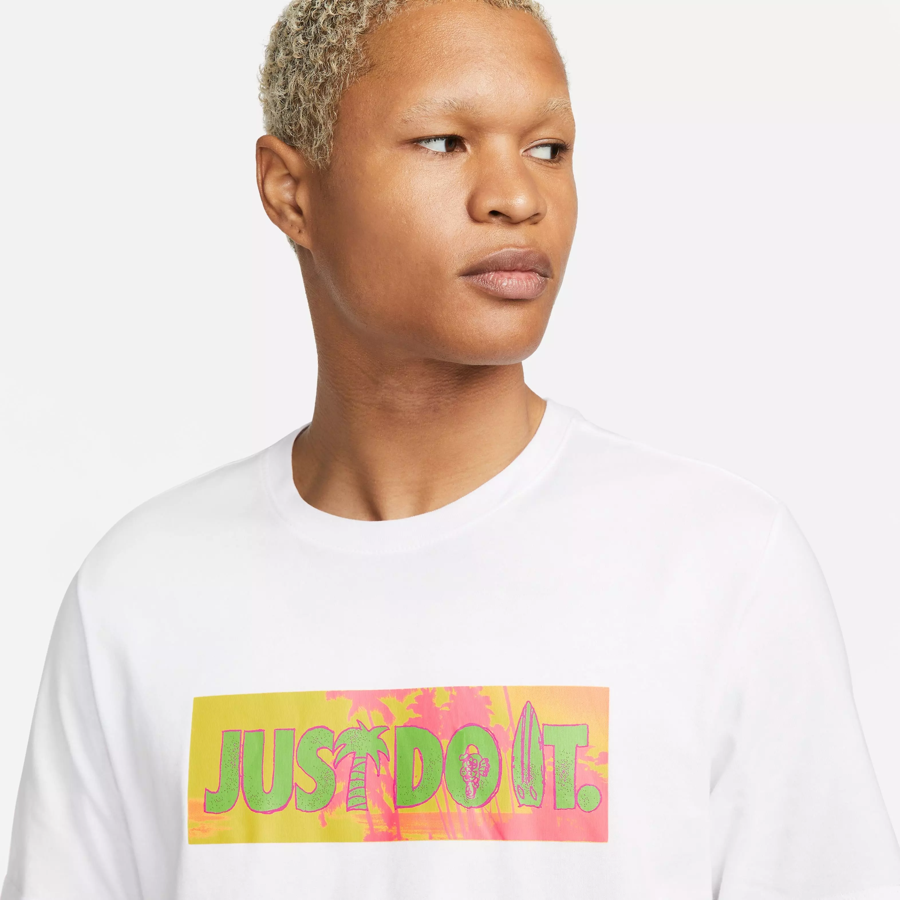 Nike Men's Sportswear Beach Party JDI Tee-White/Pink - WHITE/PINK