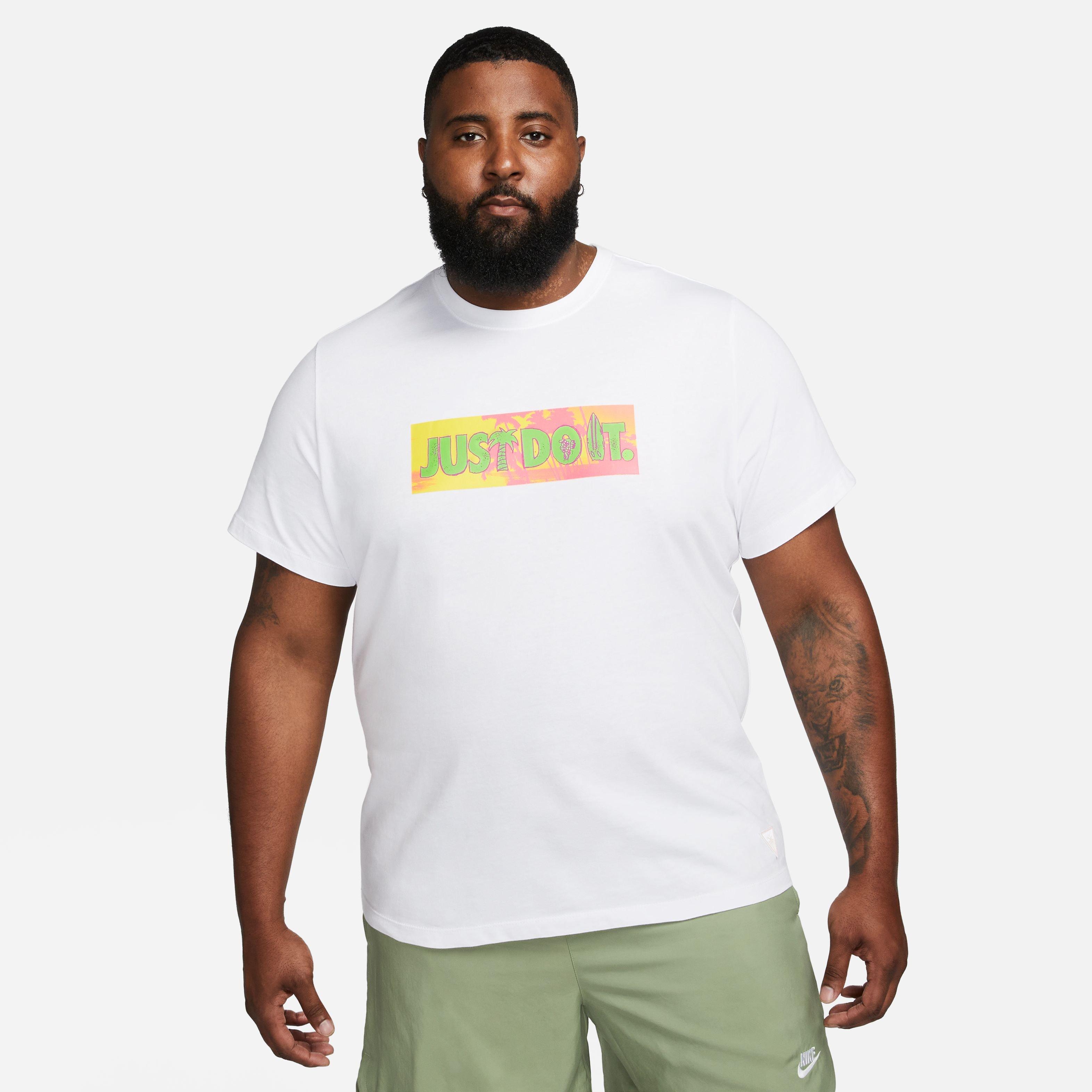 Nike Men's Sportswear Beach Party JDI Tee-White/Pink - WHITE/PINK Thumbnail View 10