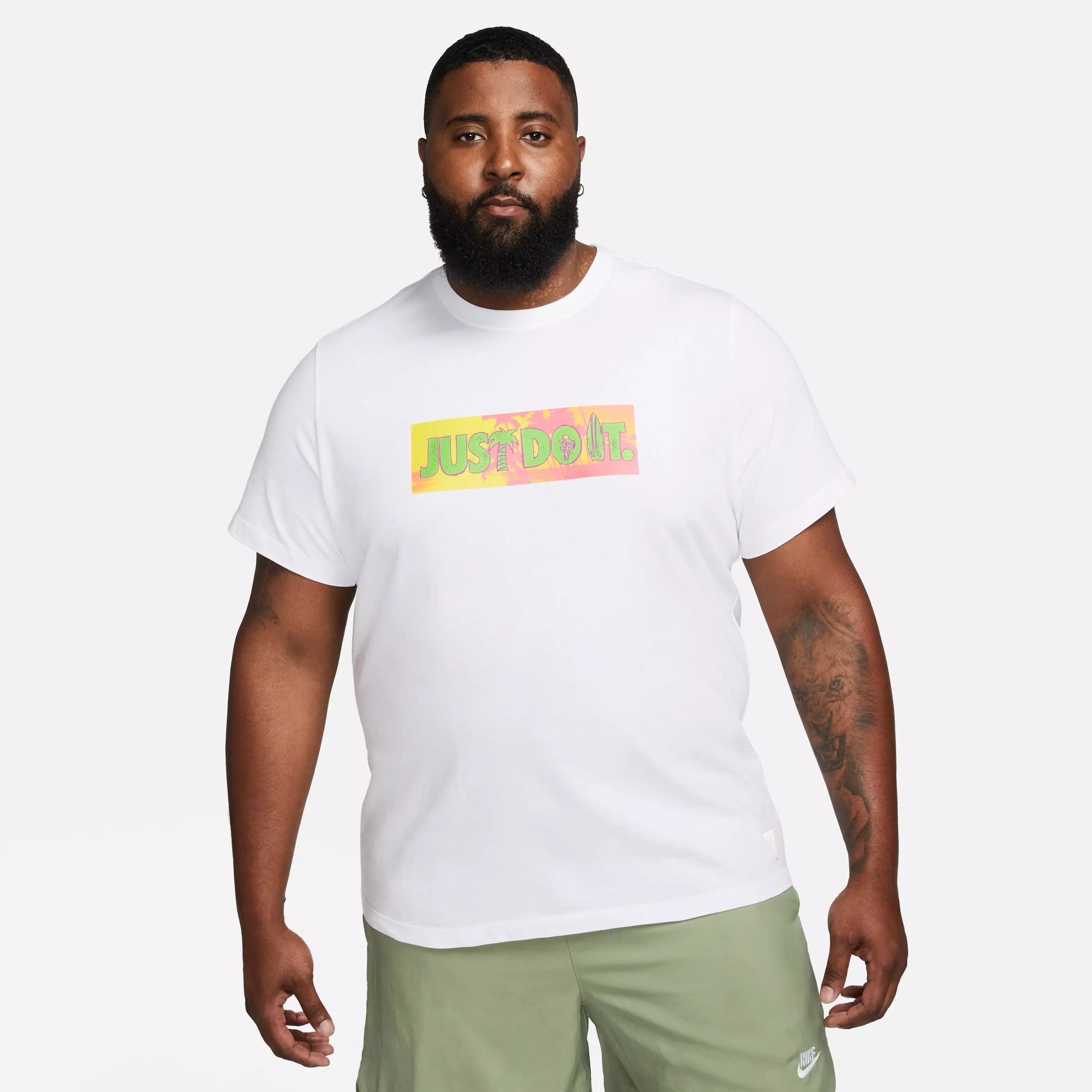 Nike Men's Sportswear Beach Party JDI Tee-White/Pink - WHITE/PINK
