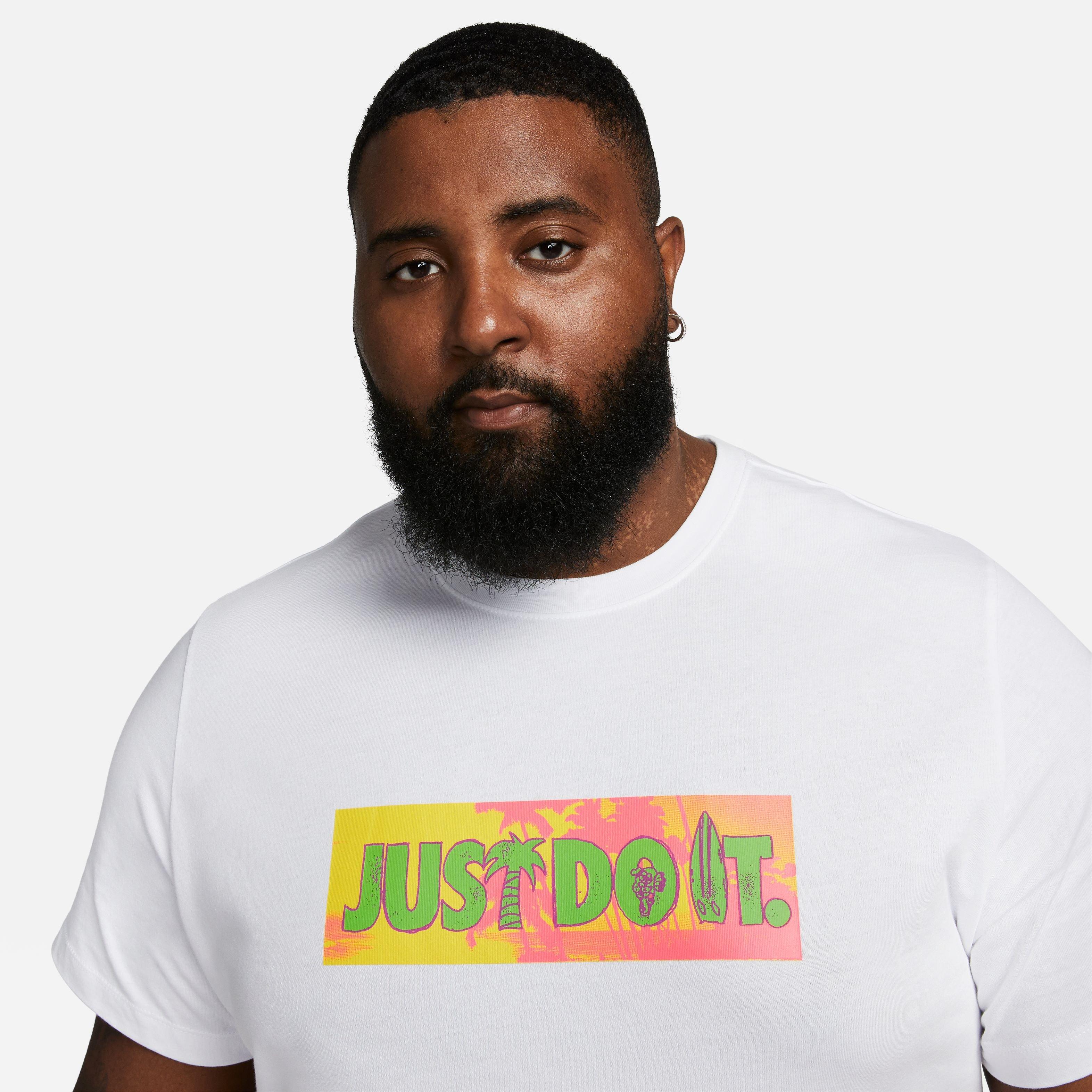 Nike Men's Sportswear Beach Party JDI Tee-White/Pink - WHITE/PINK Thumbnail View 13