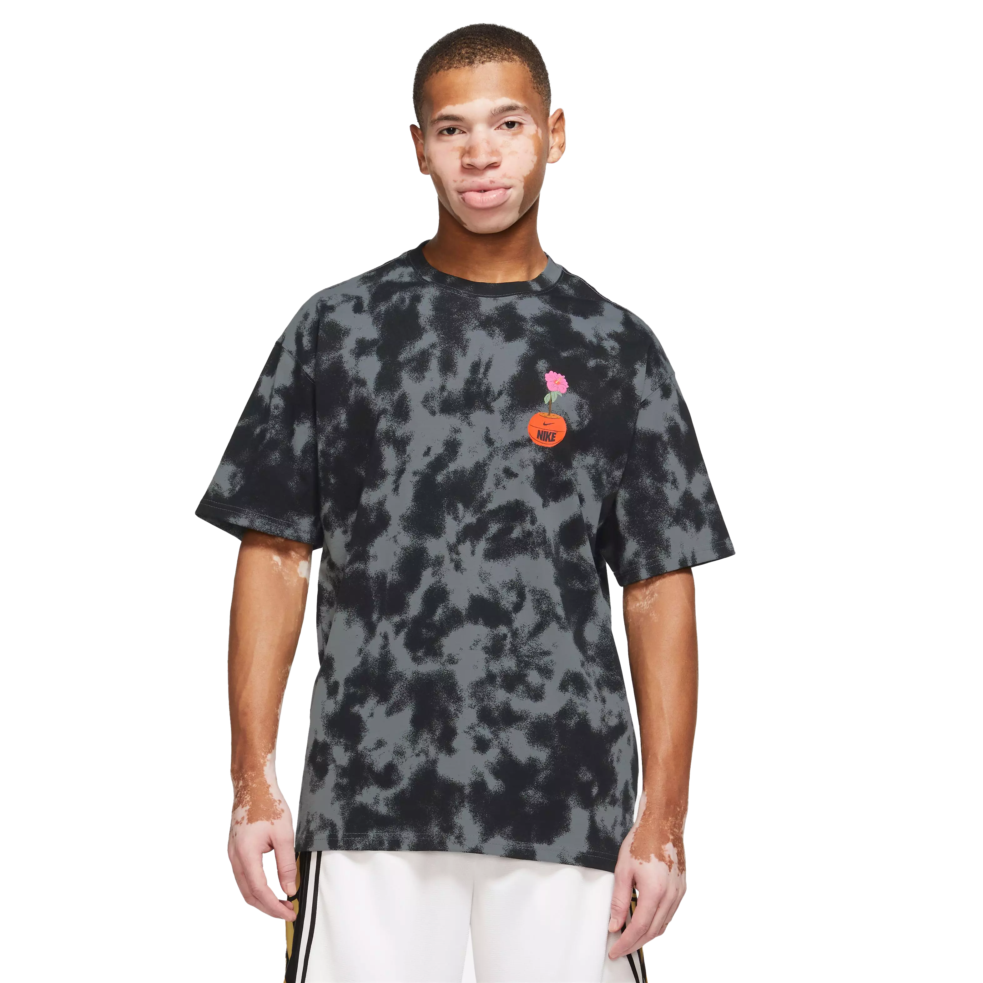 Nike Men's Max90 All Over Print Basketball Tee-Grey/Pink - GREY/PINK