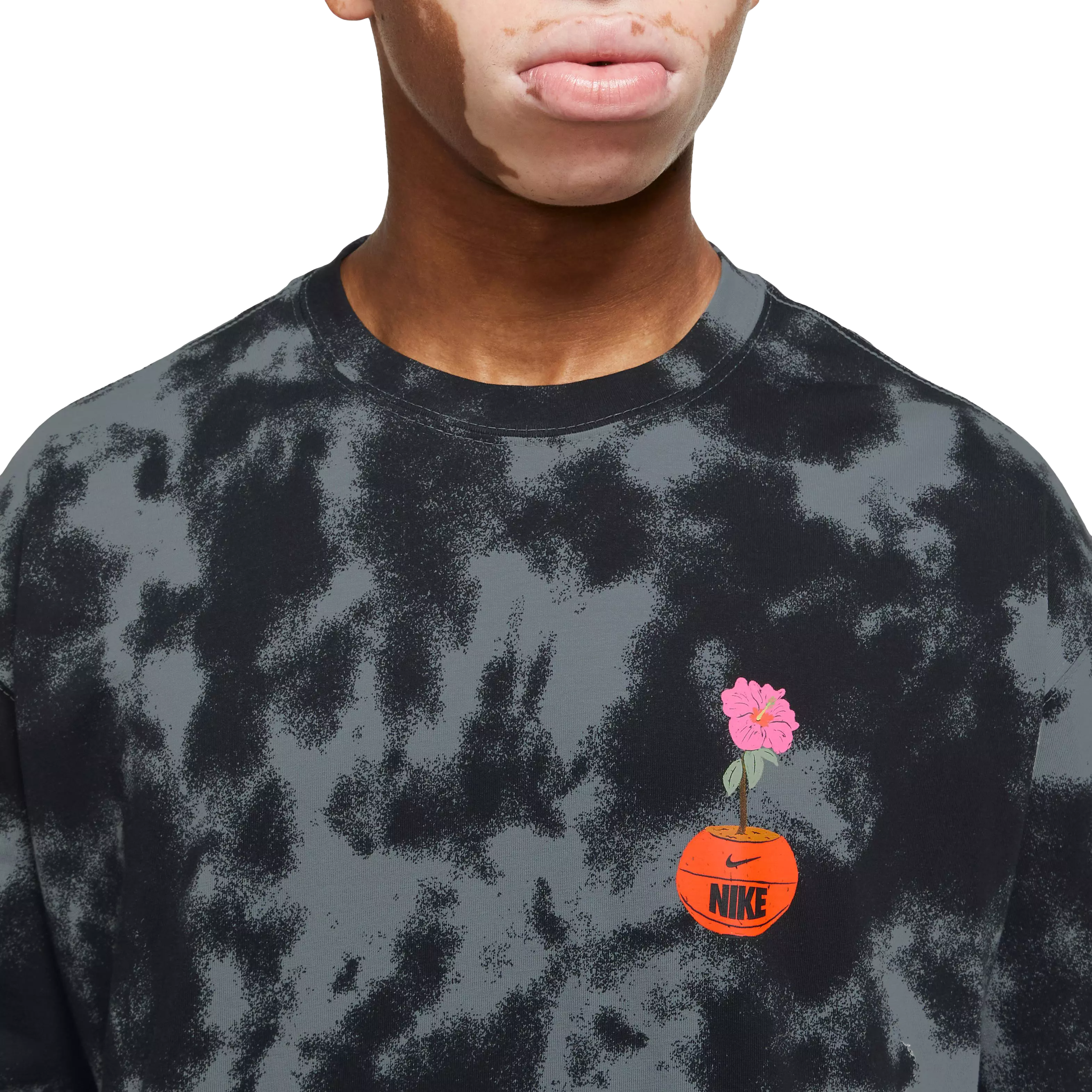Nike Men's Max90 All Over Print Basketball Tee-Grey/Pink