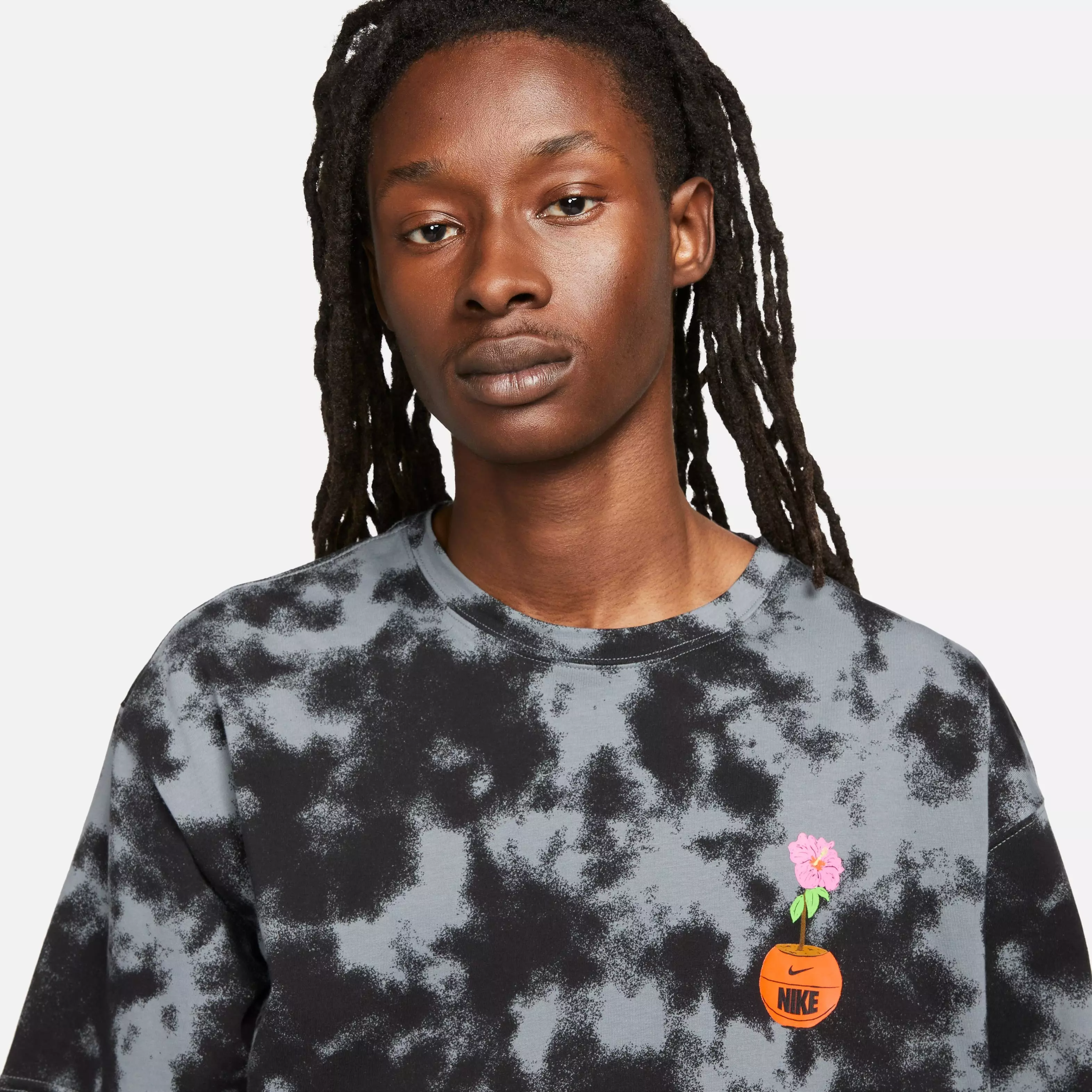 Nike Men's Max90 All Over Print Basketball Tee-Grey/Pink - GREY/PINK