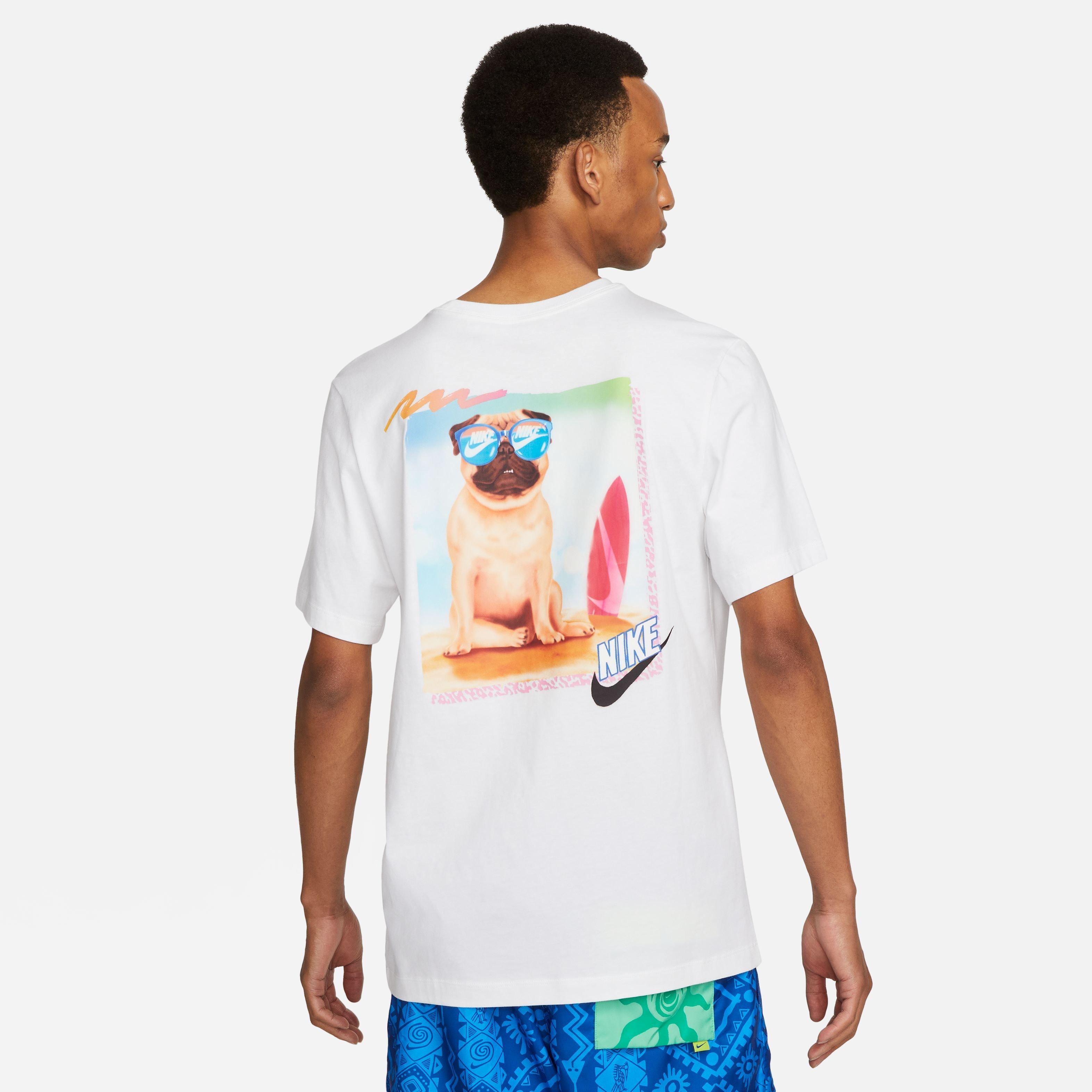 Nike Men's Sportswear Beach Pug Tee-White - WHITE Thumbnail View 7