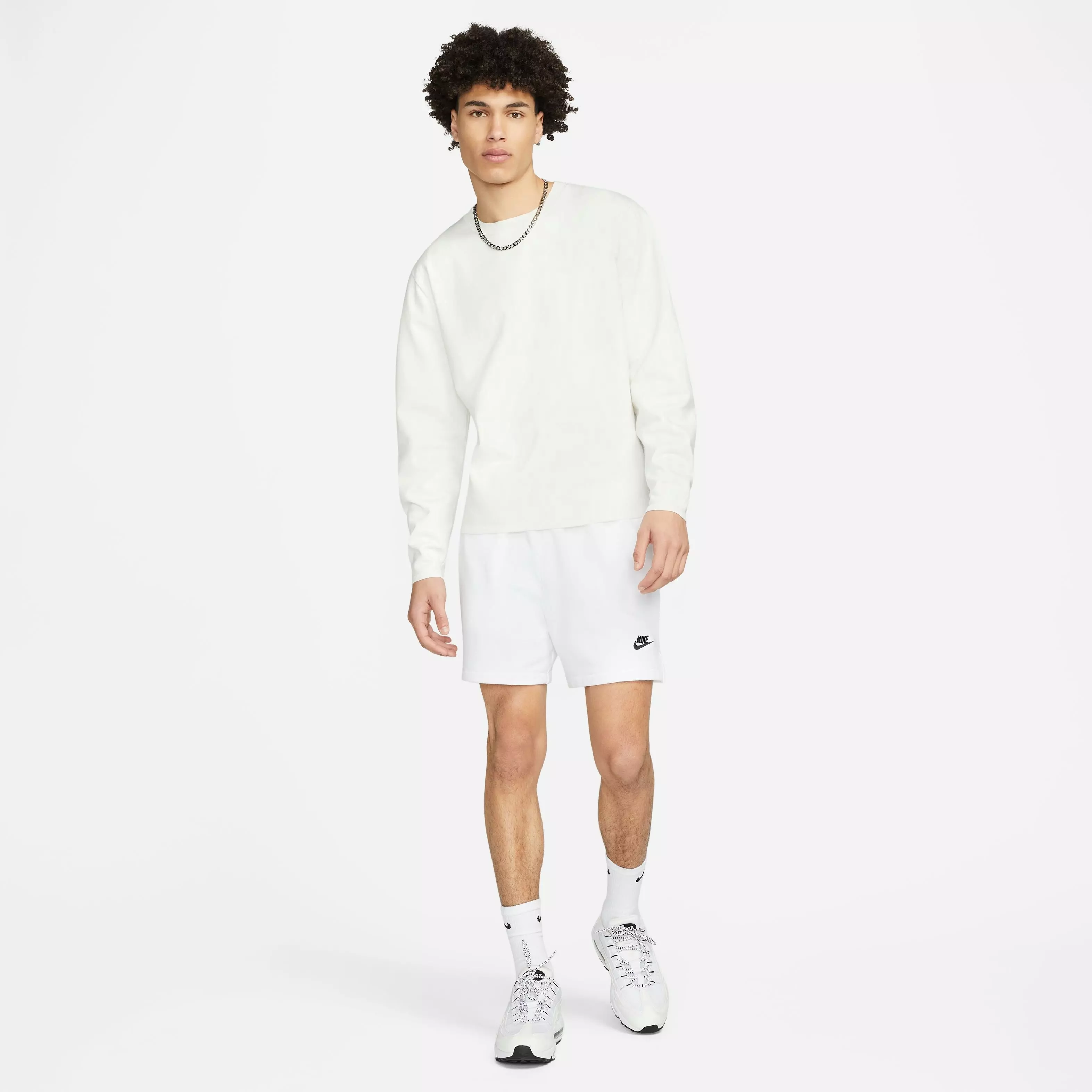Nike Men's Club Fleece French Terry Flow Shorts-White - WHITE