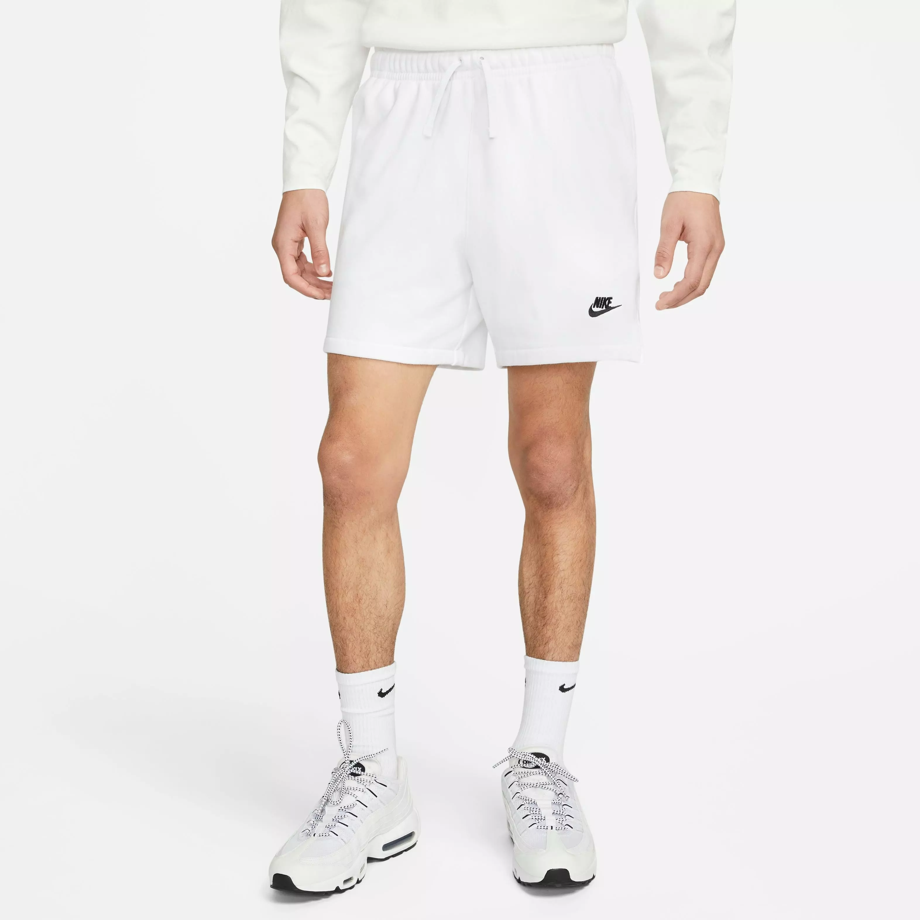 Nike Men's Club Fleece French Terry Flow Shorts-White - WHITE
