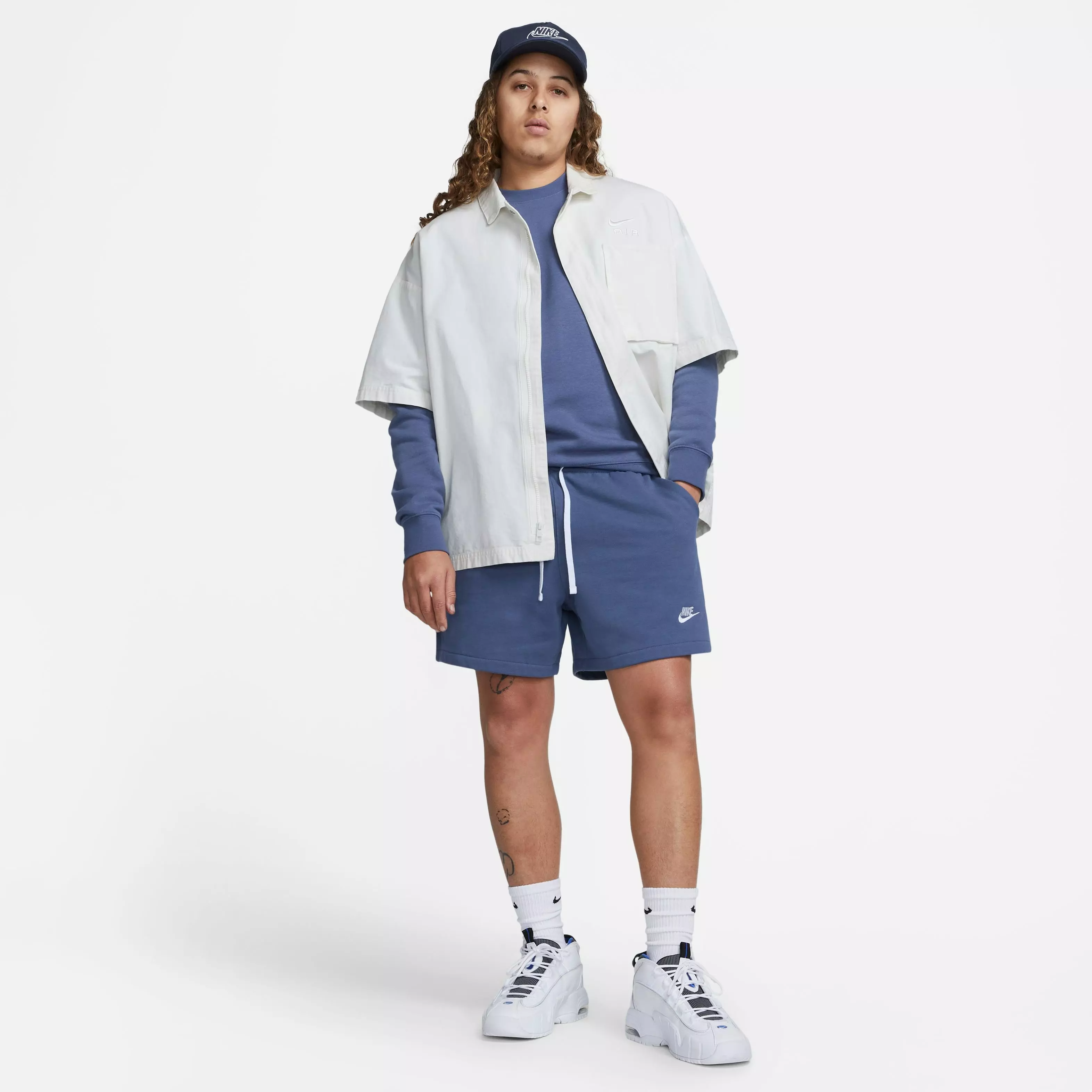 Nike Men's Club Fleece French Terry Flow Shorts-Blue