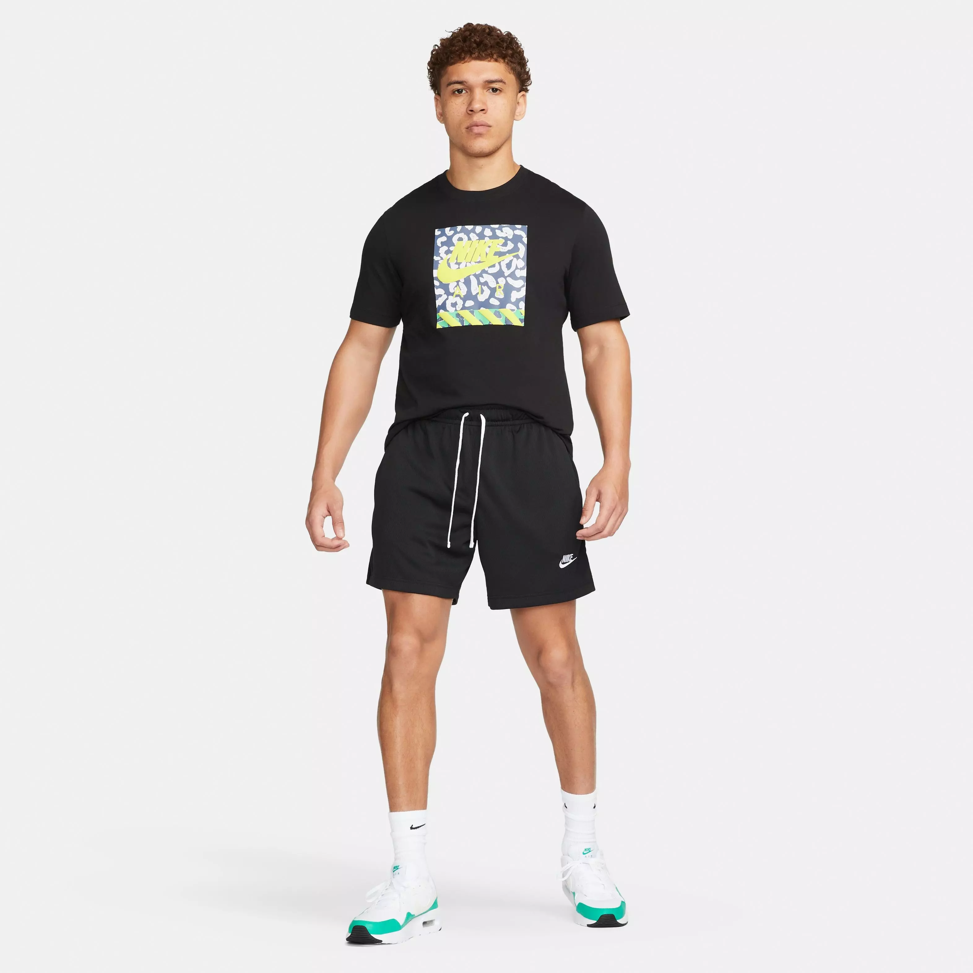 Nike Men's Sportswear Sport Essentials Woven Lined Flow Mesh Shorts-Black - BLACK