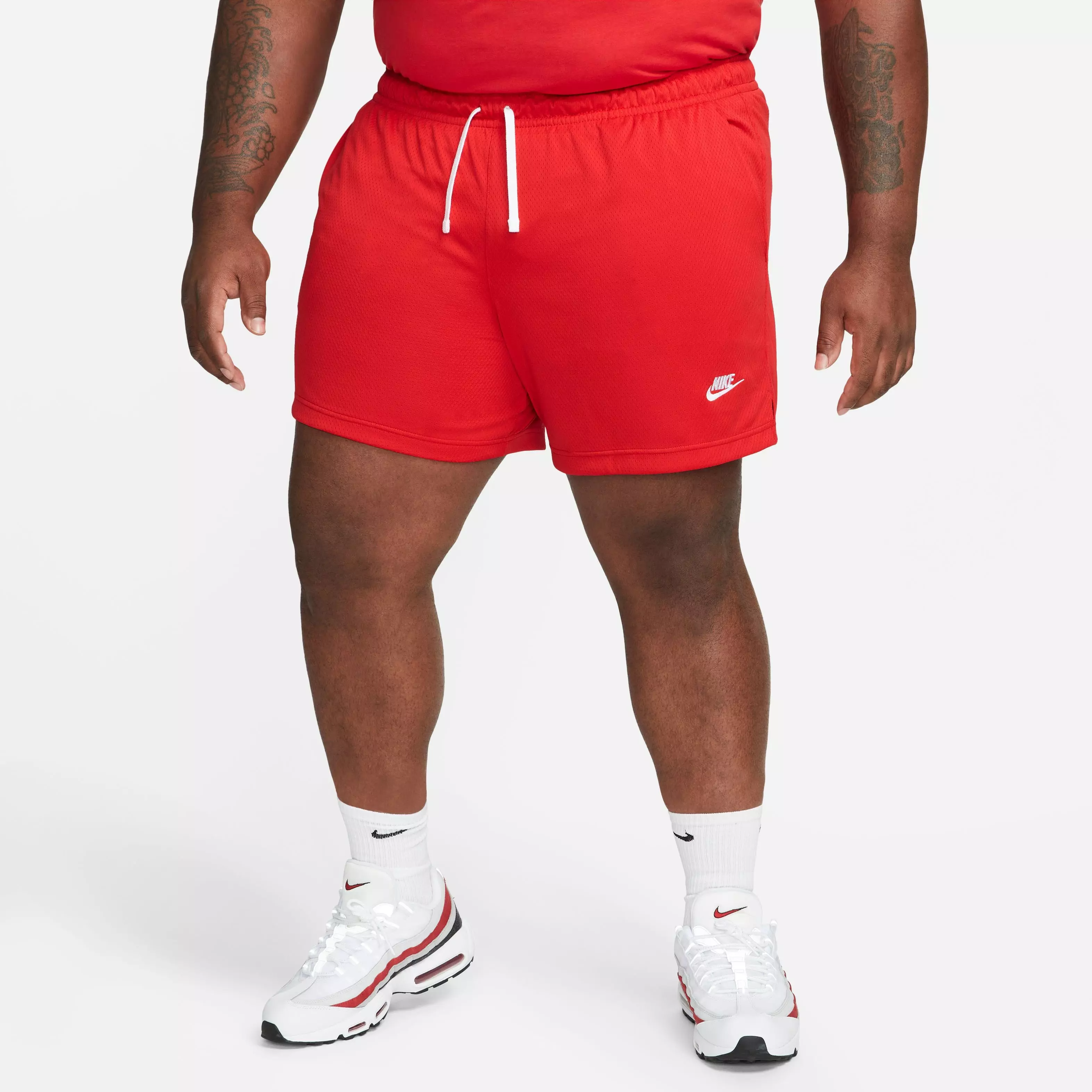 Nike Men's Sportswear Sport Essentials Woven Lined Flow Mesh Shorts-Red - RED
