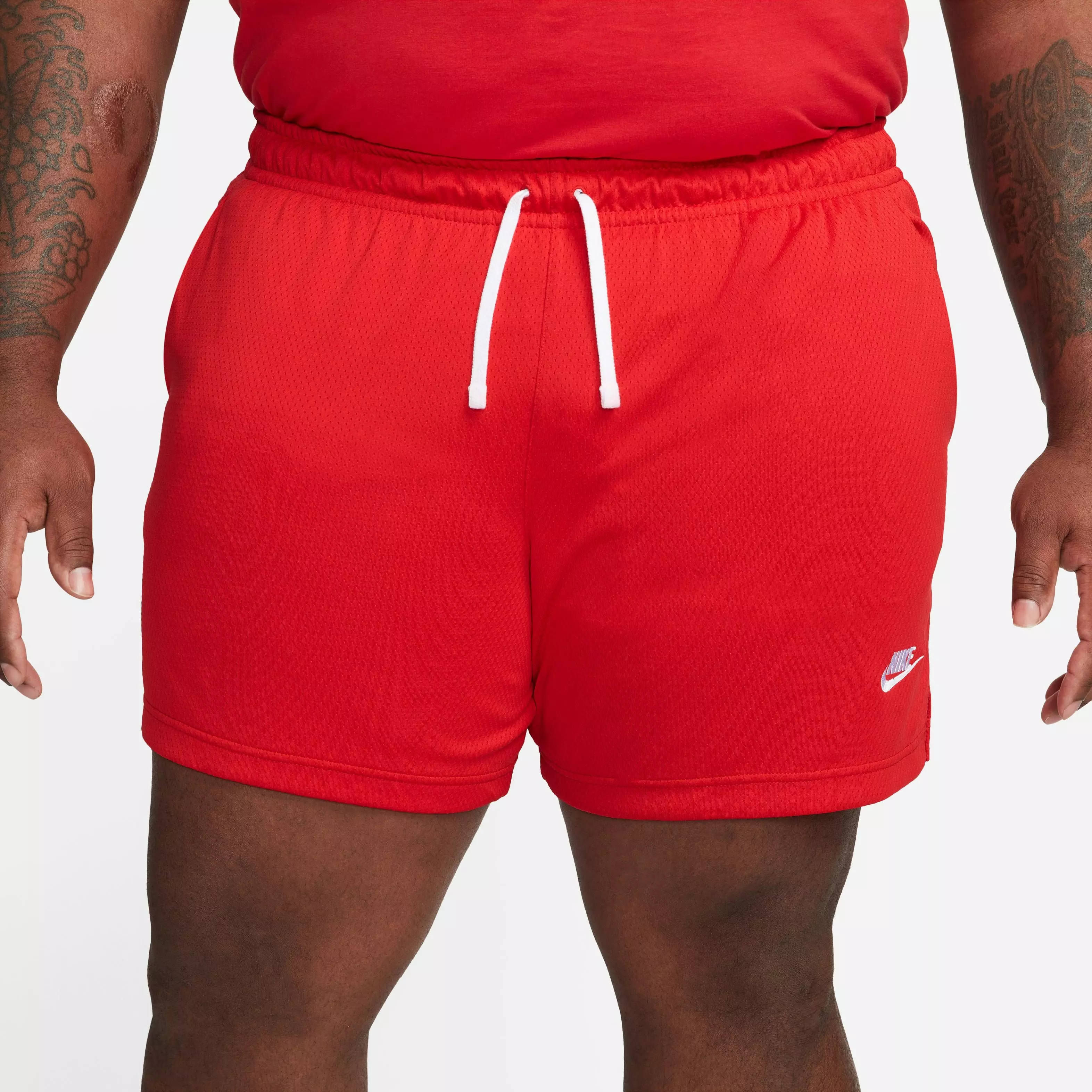 Nike Men's Sportswear Sport Essentials Woven Lined Flow Mesh Shorts-Red - RED