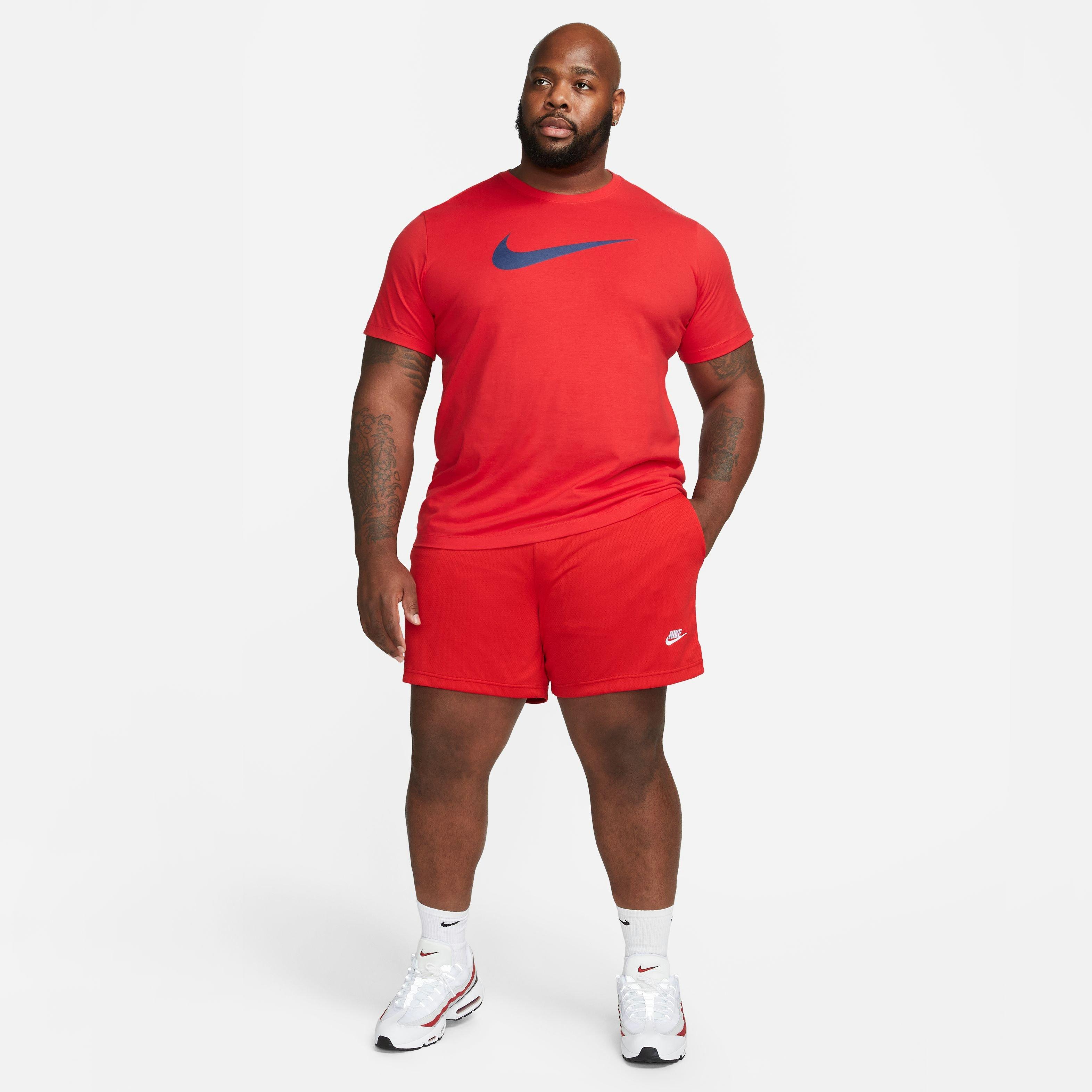 Nike Men's Sportswear Sport Essentials Woven Lined Flow Mesh Shorts-Red - RED Thumbnail View 9