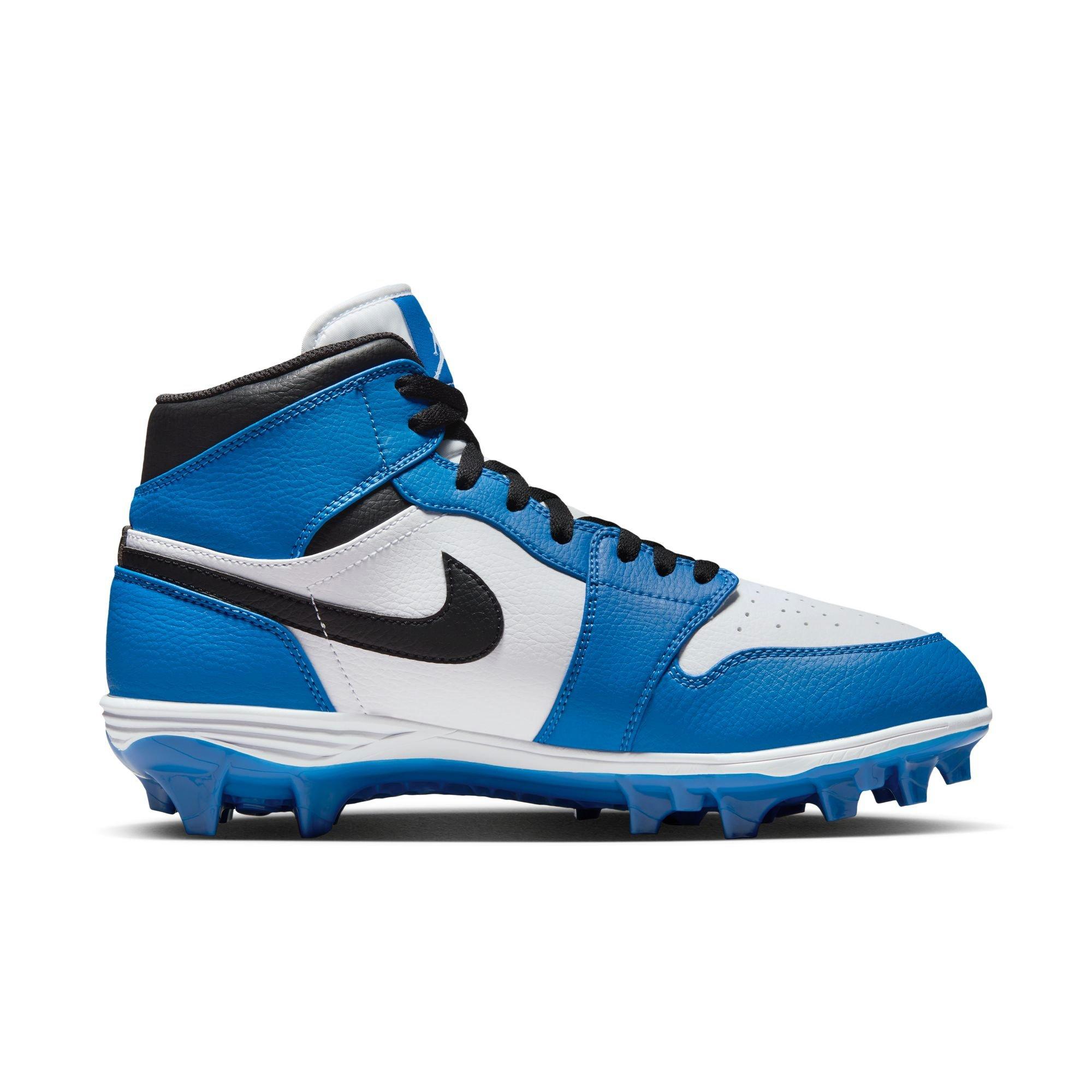 Jordan 1 Mid TD "Black/Royal/White" Men's Football Cleat - Black/Royal/White Thumbnail View 2