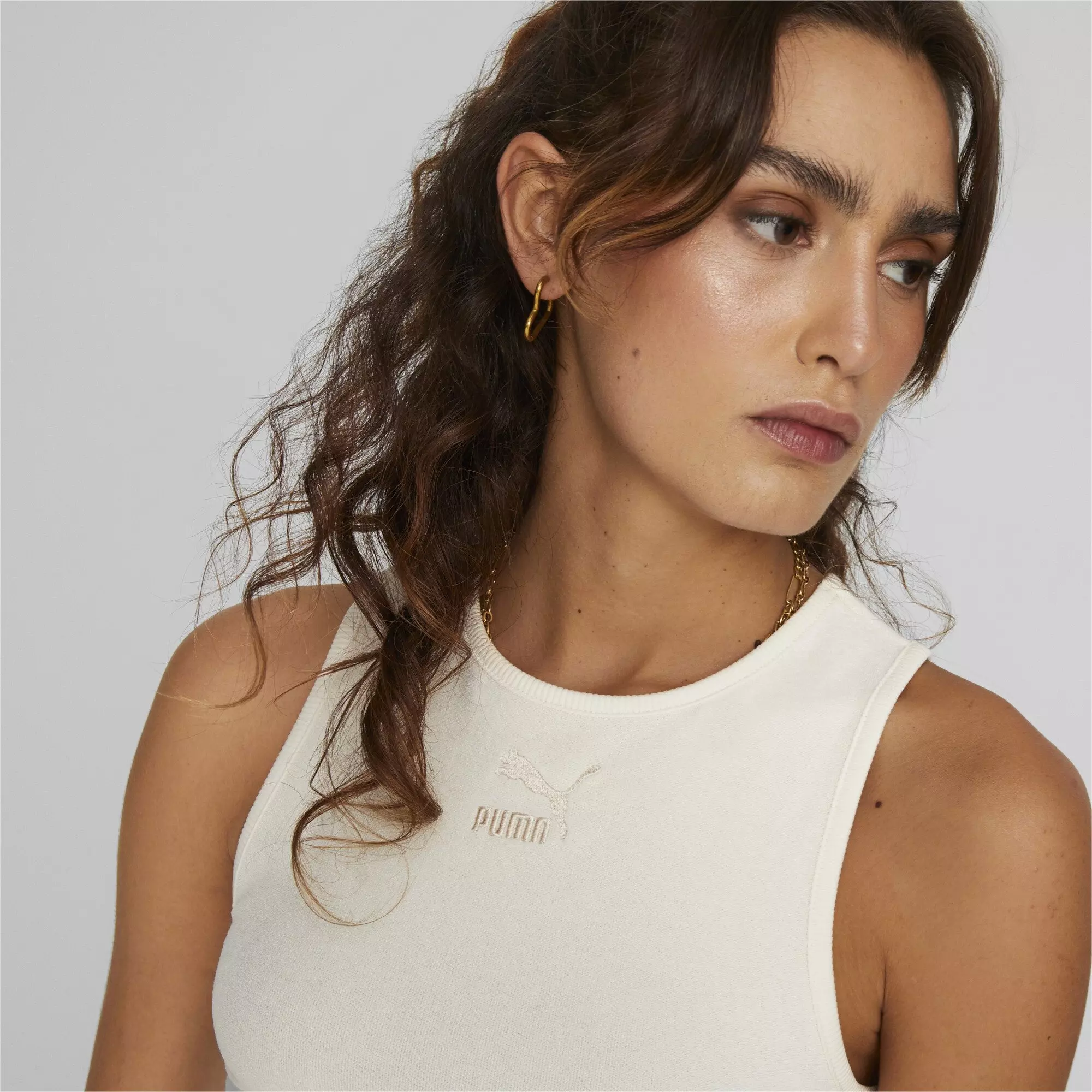 PUMA Women's Towelling Tank Top-Cream - CREAM