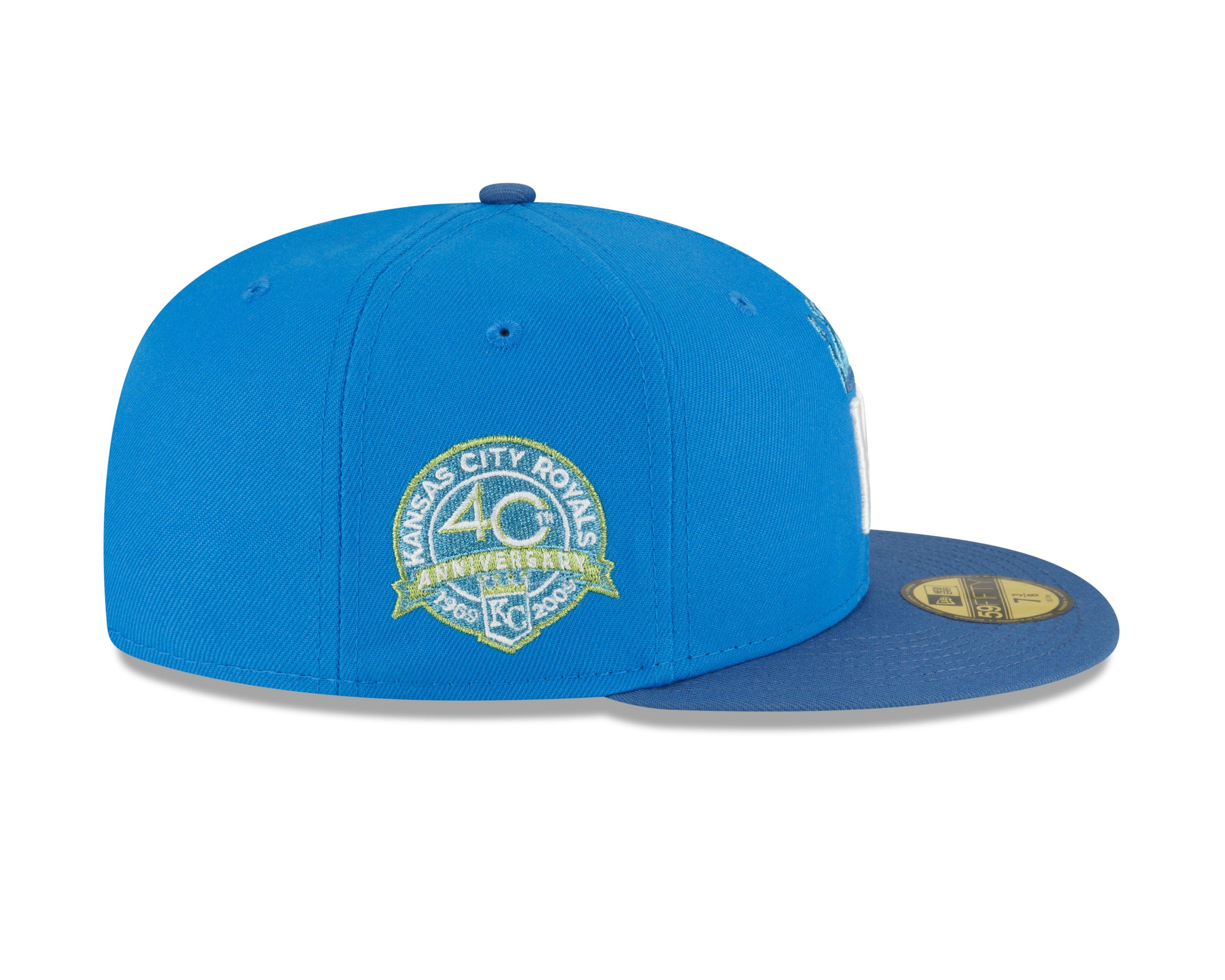 Kansas City Royals Hat Baseball Cap Fitted 7 3/8 New Era Blue Vintage MLB  Retro