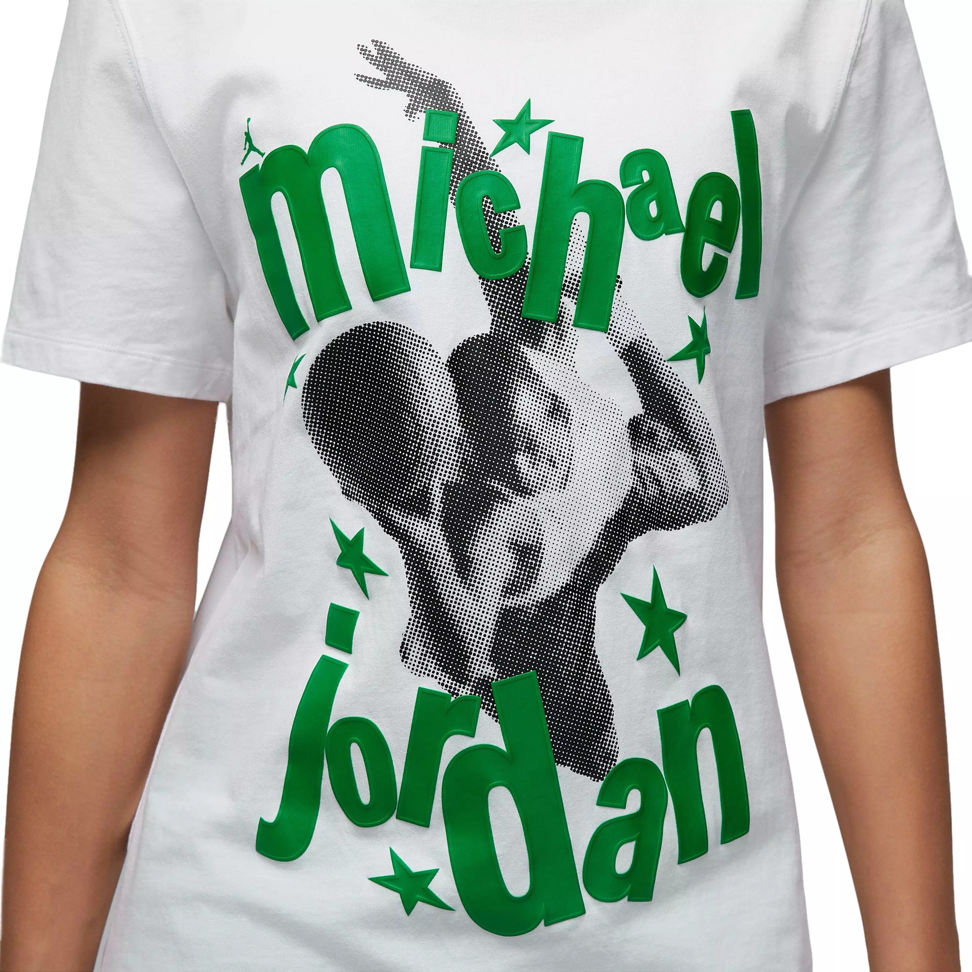 Jordan Women's (Her)itage Crew Tee-White/Green - WHITE/GREEN