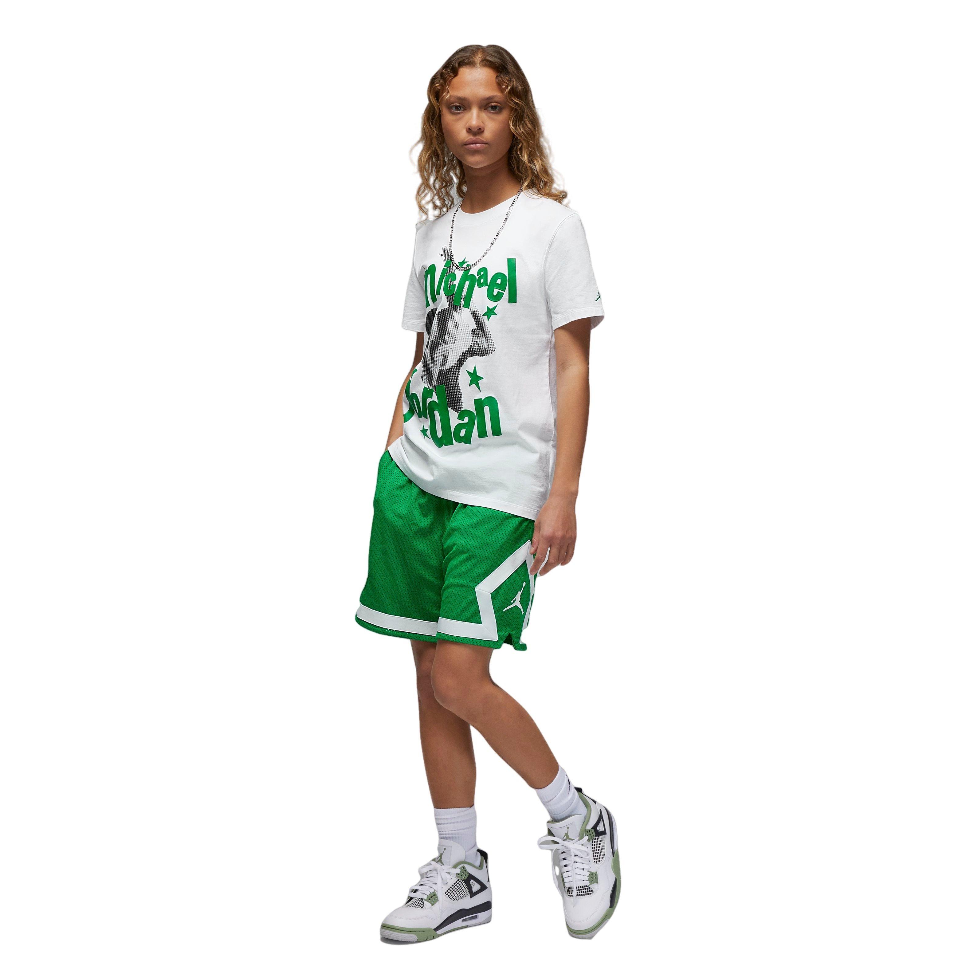 Jordan Women's (Her)itage Crew Tee-White/Green - WHITE/GREEN Thumbnail View 6