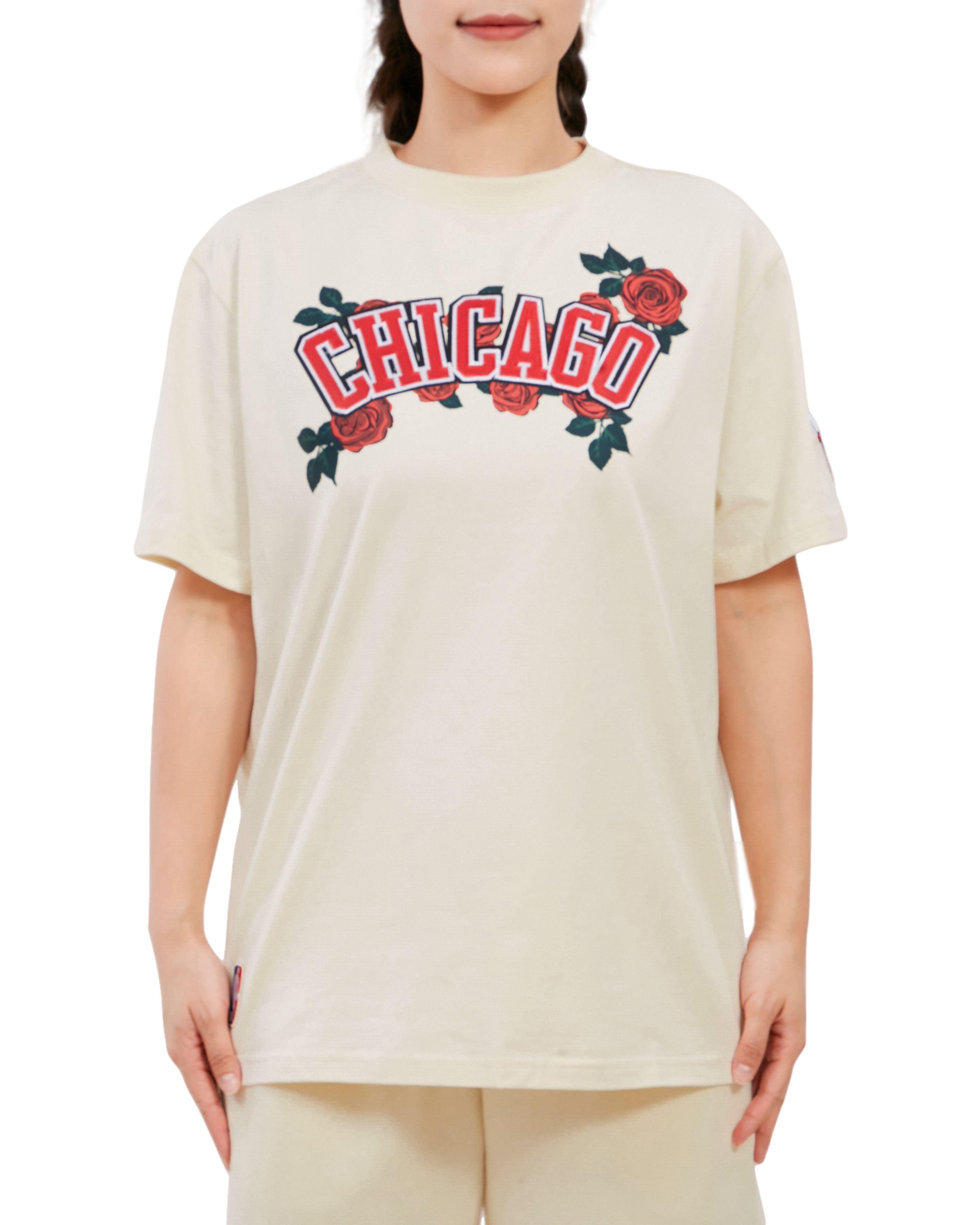 Pro Standard Women's Chicago Bulls Roses Boyfriend Tee - Eggshell - OFF-WHITE Thumbnail View 1