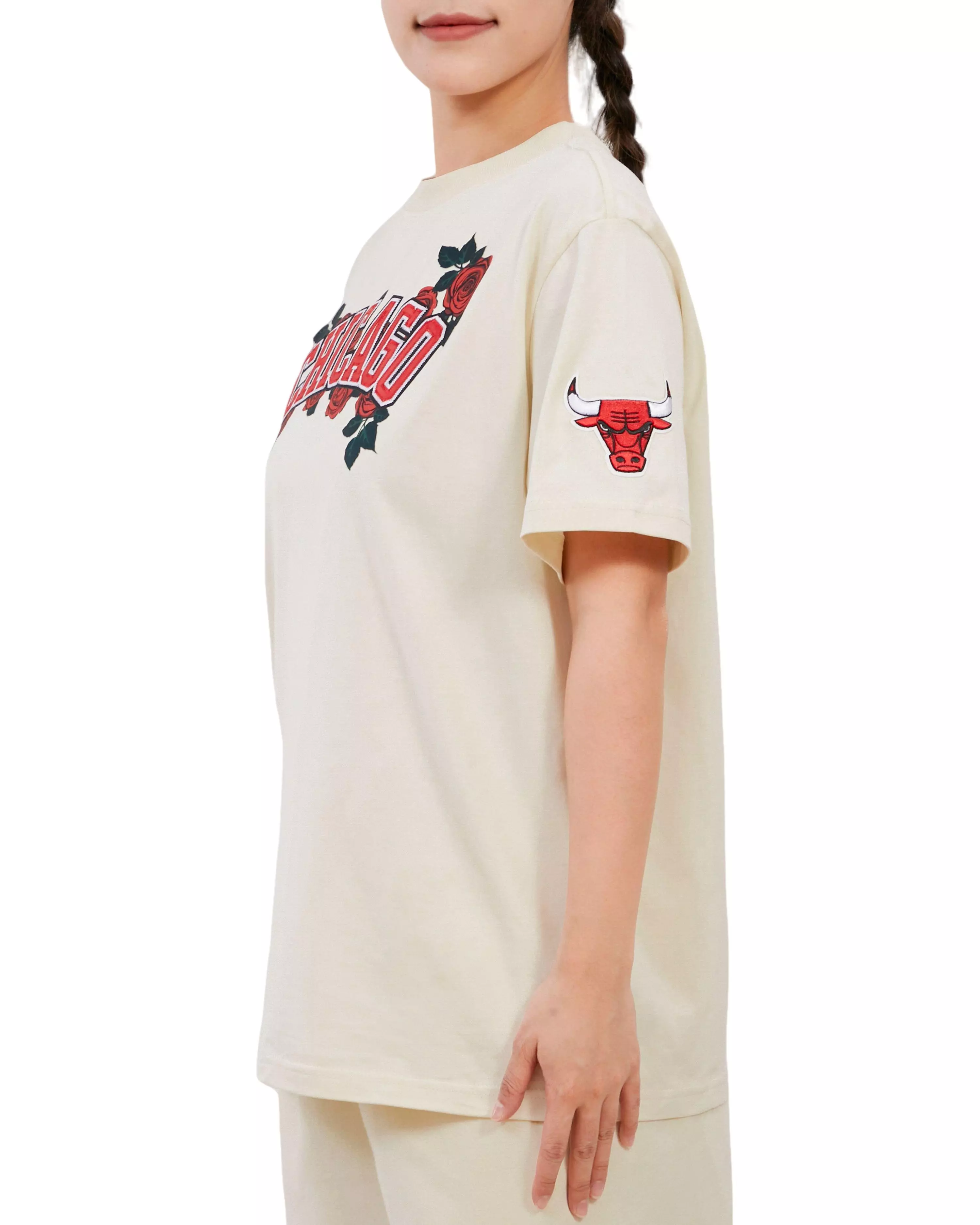 Pro Standard Women's Chicago Bulls Roses Boyfriend Tee - Eggshell - OFF-WHITE