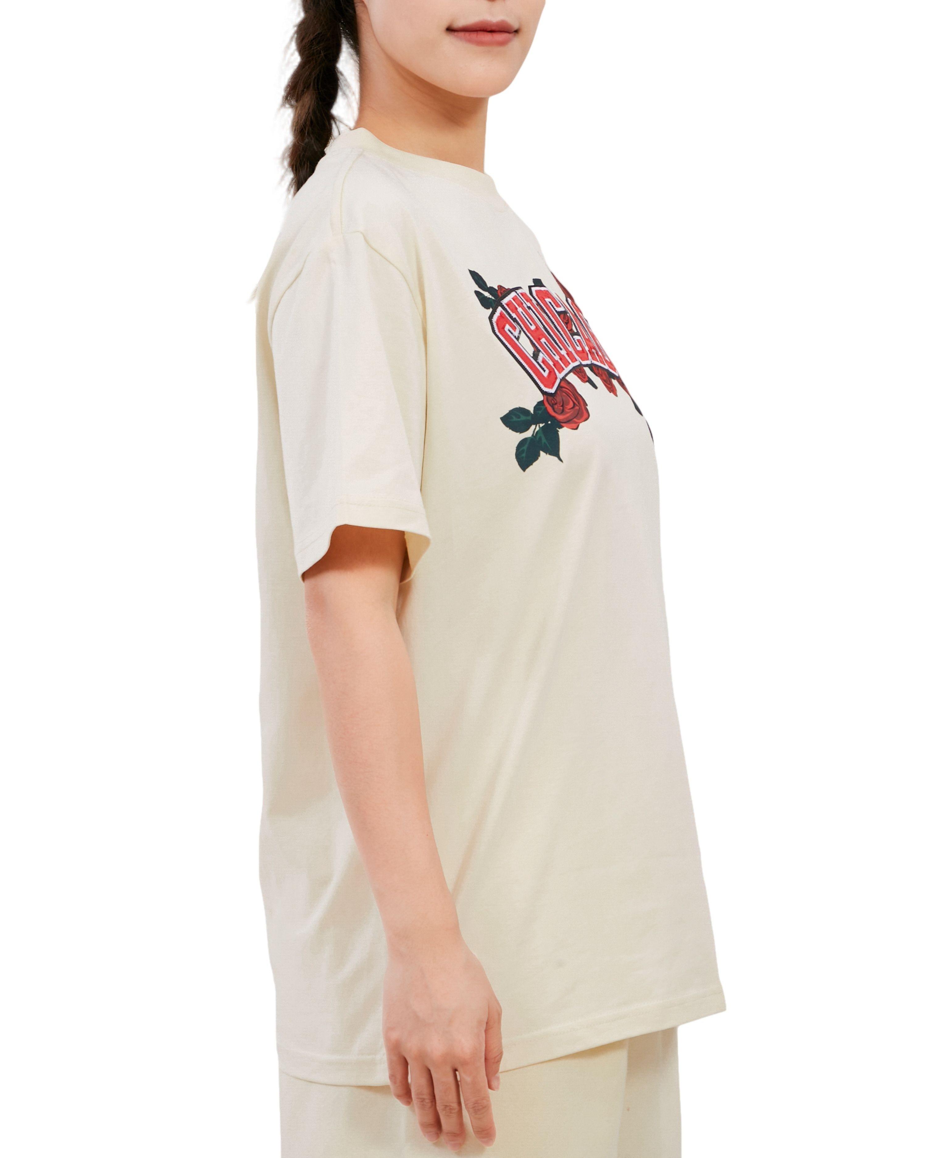 Pro Standard Women's Chicago Bulls Roses Boyfriend Tee - Eggshell - OFF-WHITE Thumbnail View 4