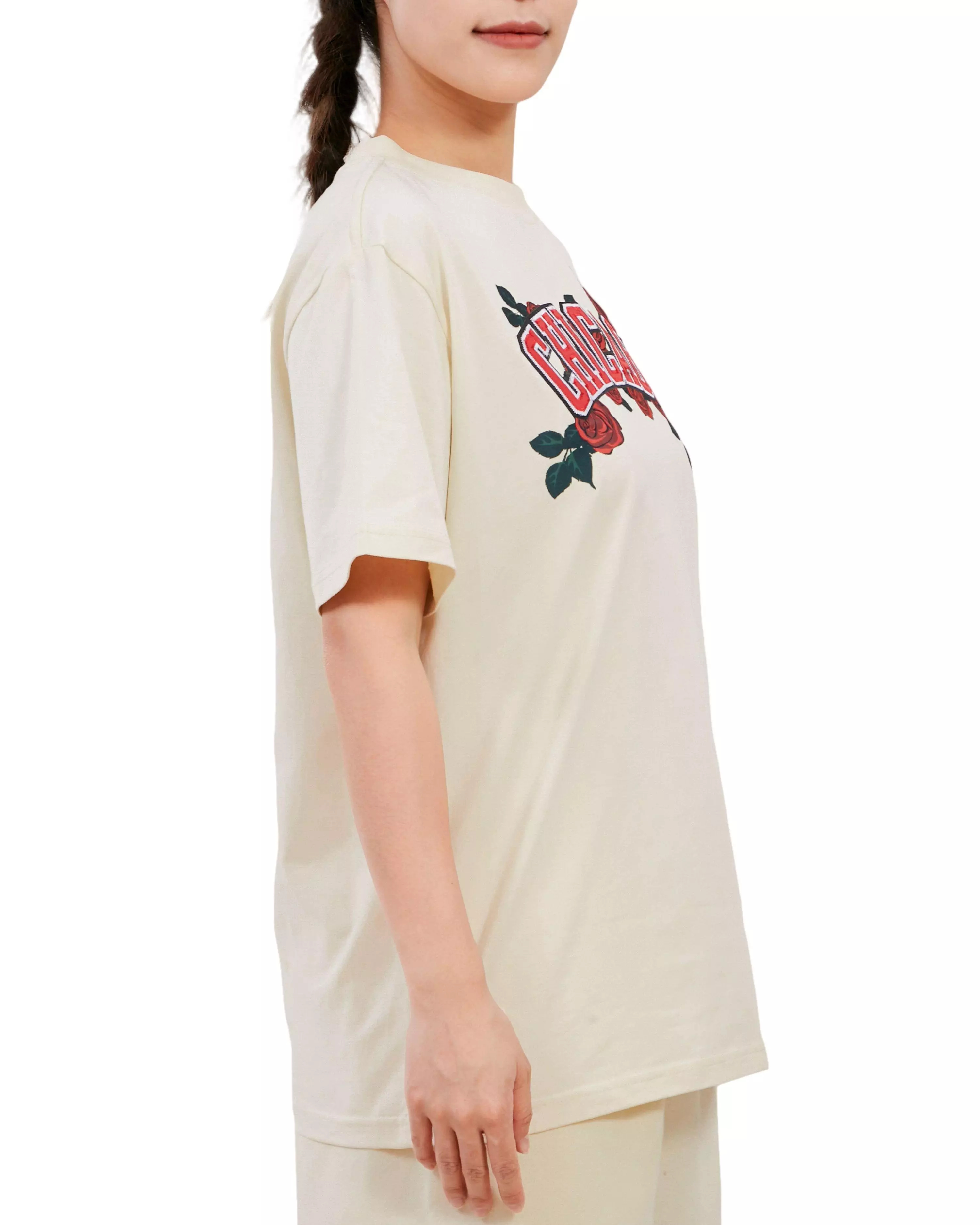 Pro Standard Women's Chicago Bulls Roses Boyfriend Tee - Eggshell - OFF-WHITE