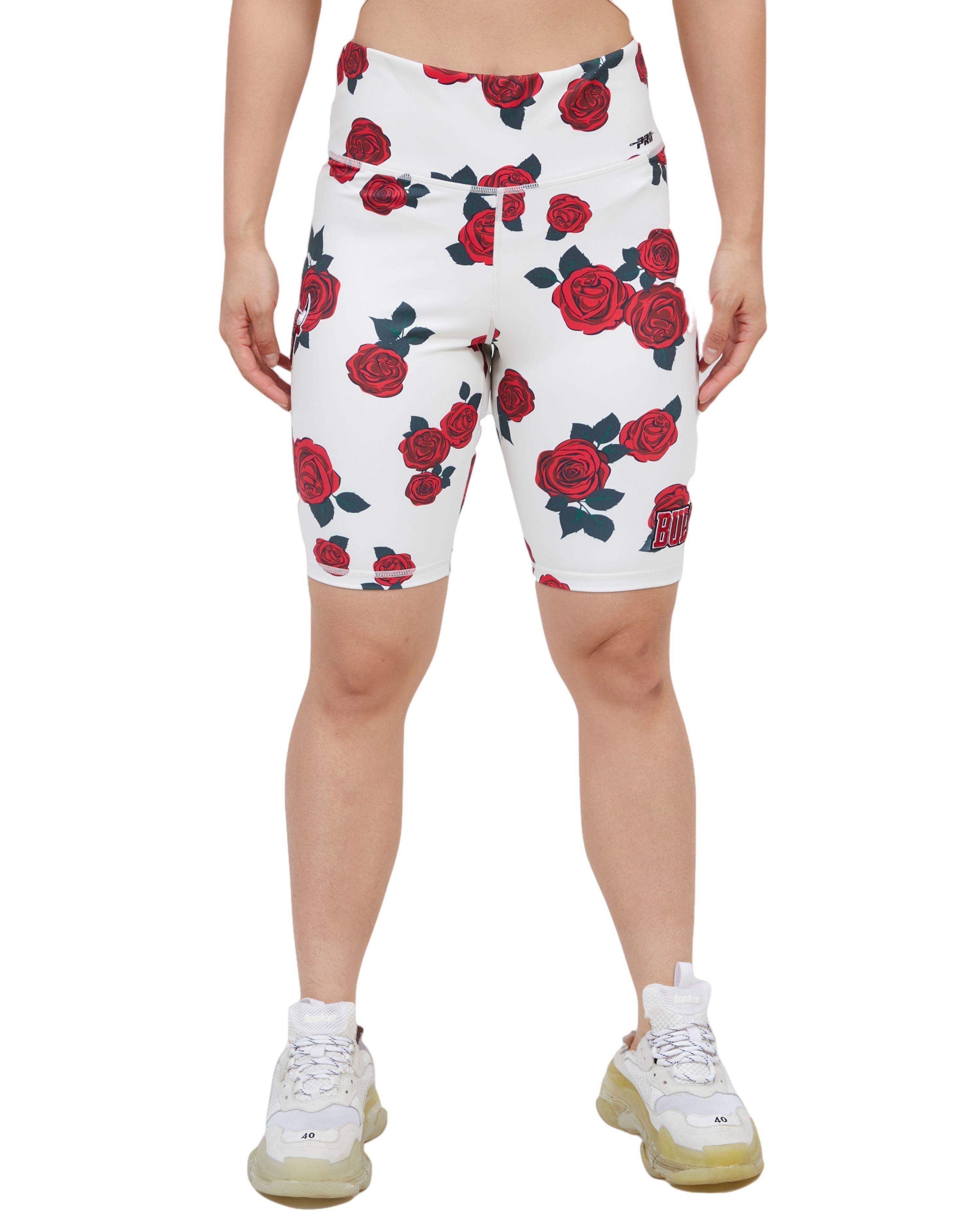 Pro Standard Women's Chicago Bulls Roses Biker Shorts - Eggshell - OFF-WHITE Thumbnail View 1