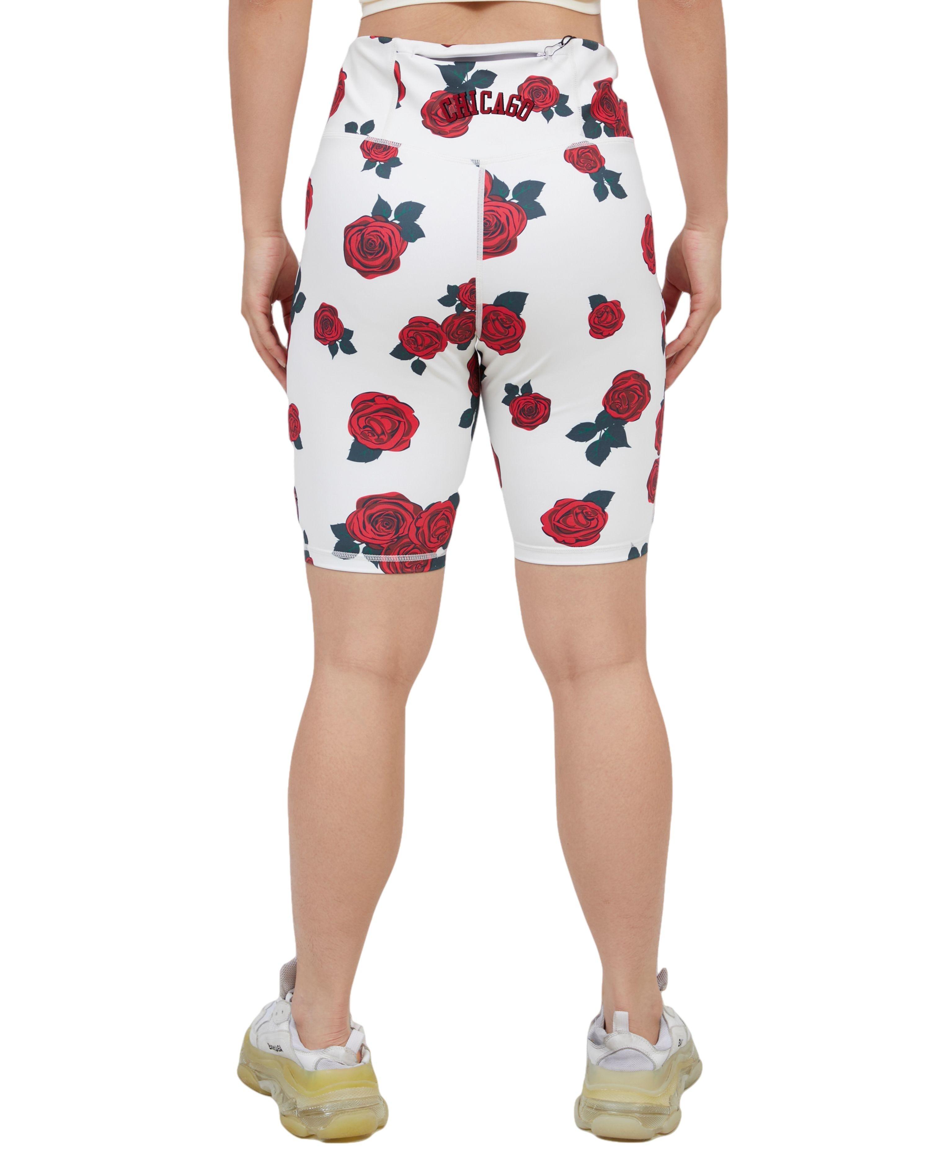 Pro Standard Women's Chicago Bulls Roses Biker Shorts - Eggshell - OFF-WHITE Thumbnail View 2