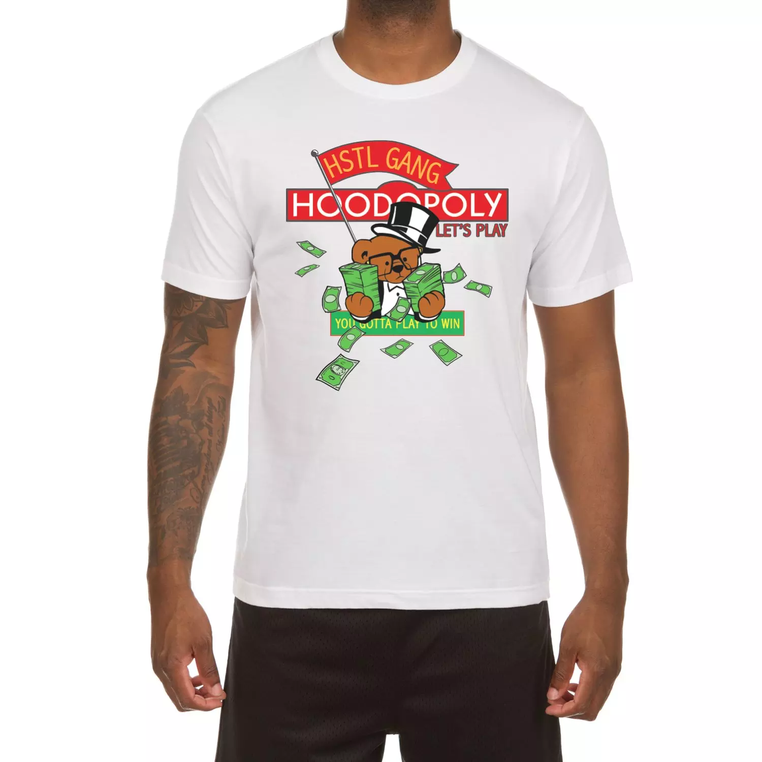 Hustle Gang Men's Hoodopoly Tee-White - WHITE