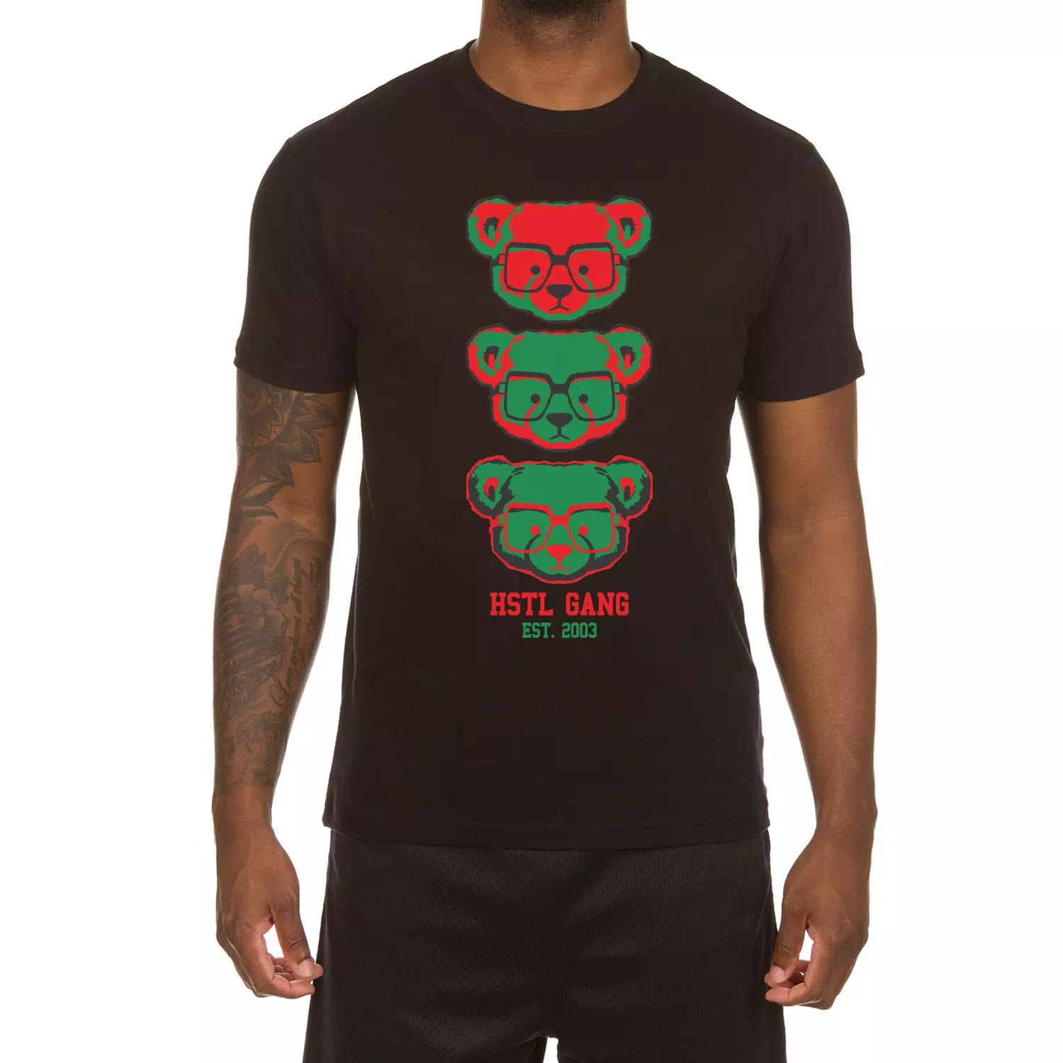 Hustle Gang Men's RBG Bear Tee-Black - BLACK