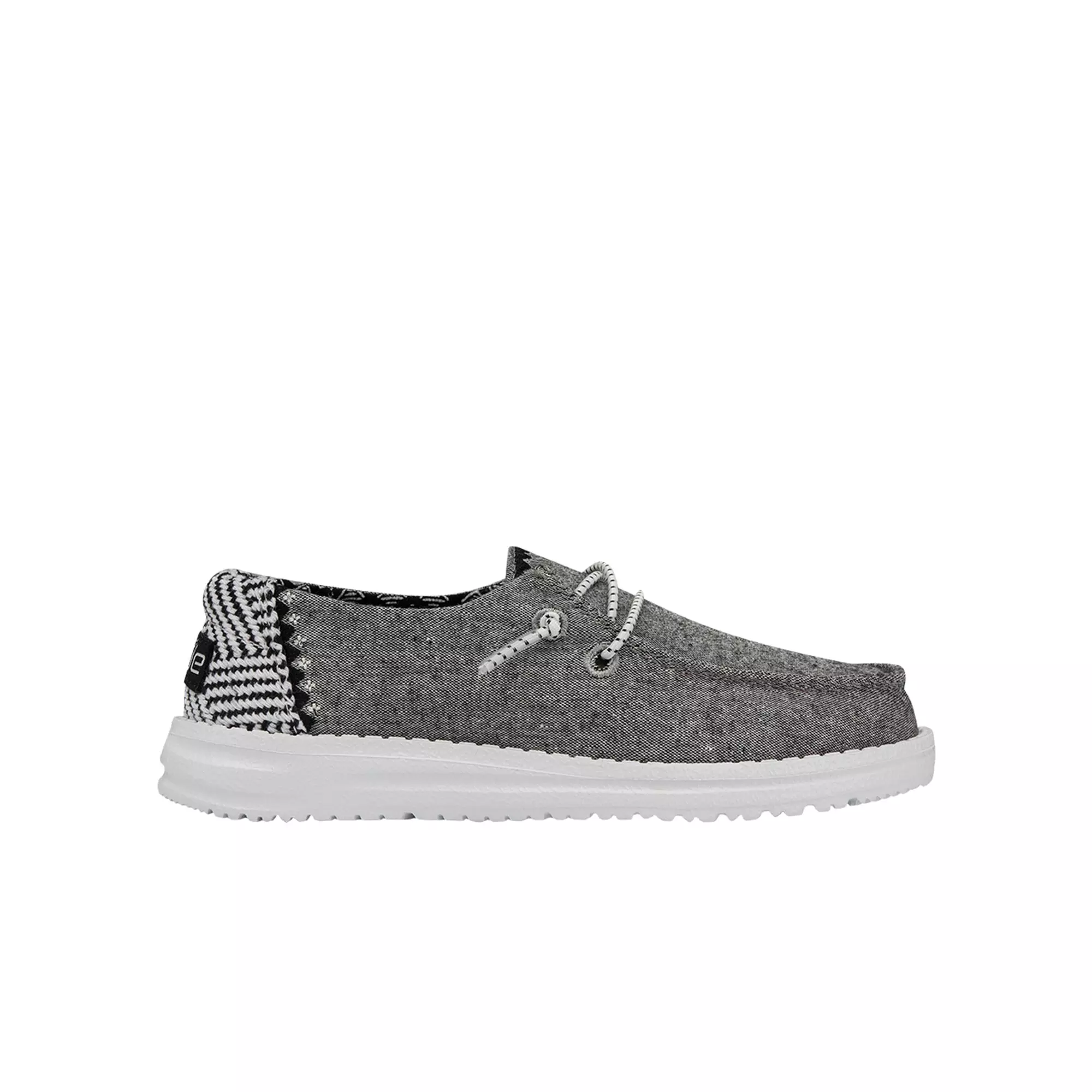 Hey Dude Wendy Chambray "Grey/Black/White" Grade School Girls' Shoe - GREY