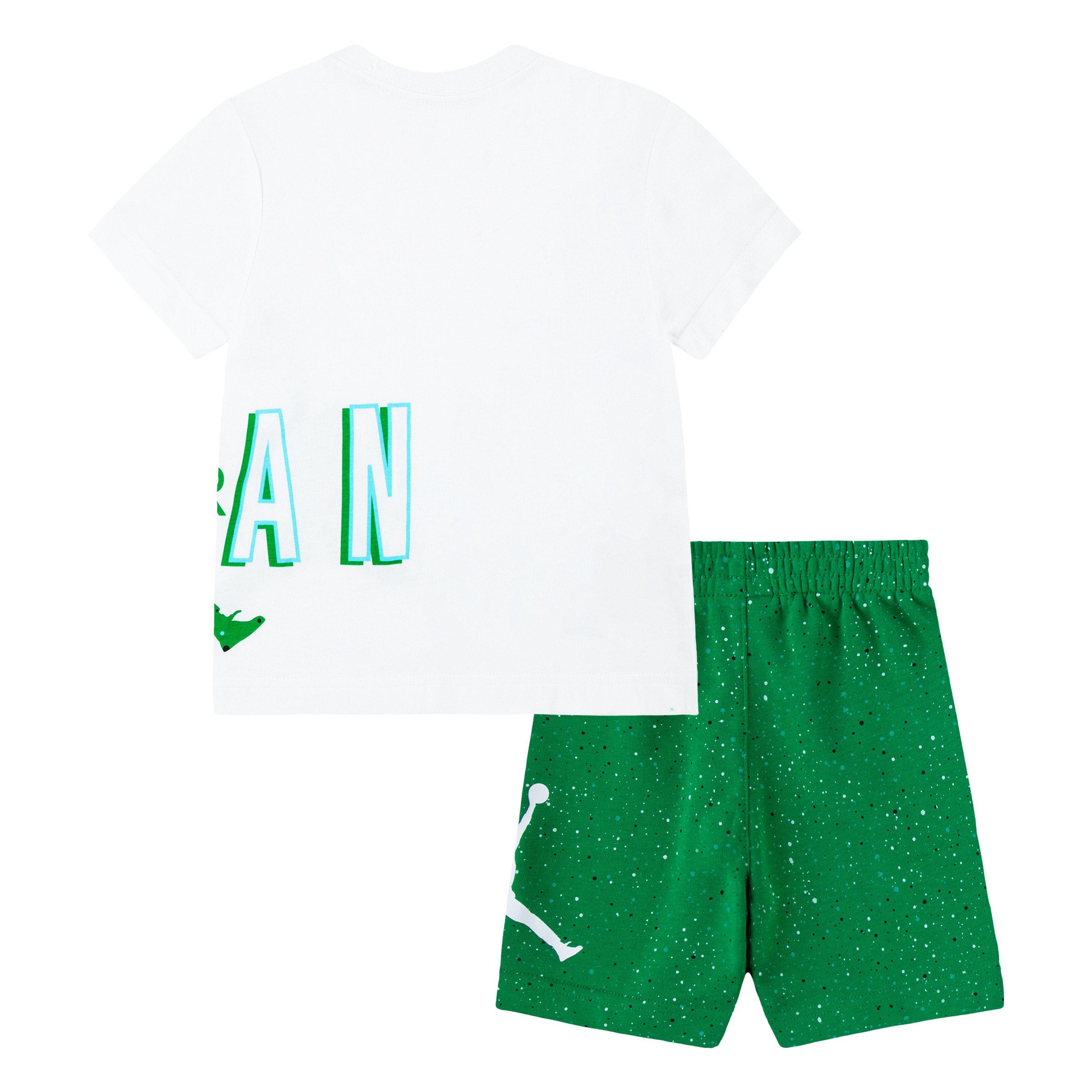 Jordan Little Boys' "Lucky Green" Speckled French Terry Short Set - White/Green - WHITE/GREEN Thumbnail View 2
