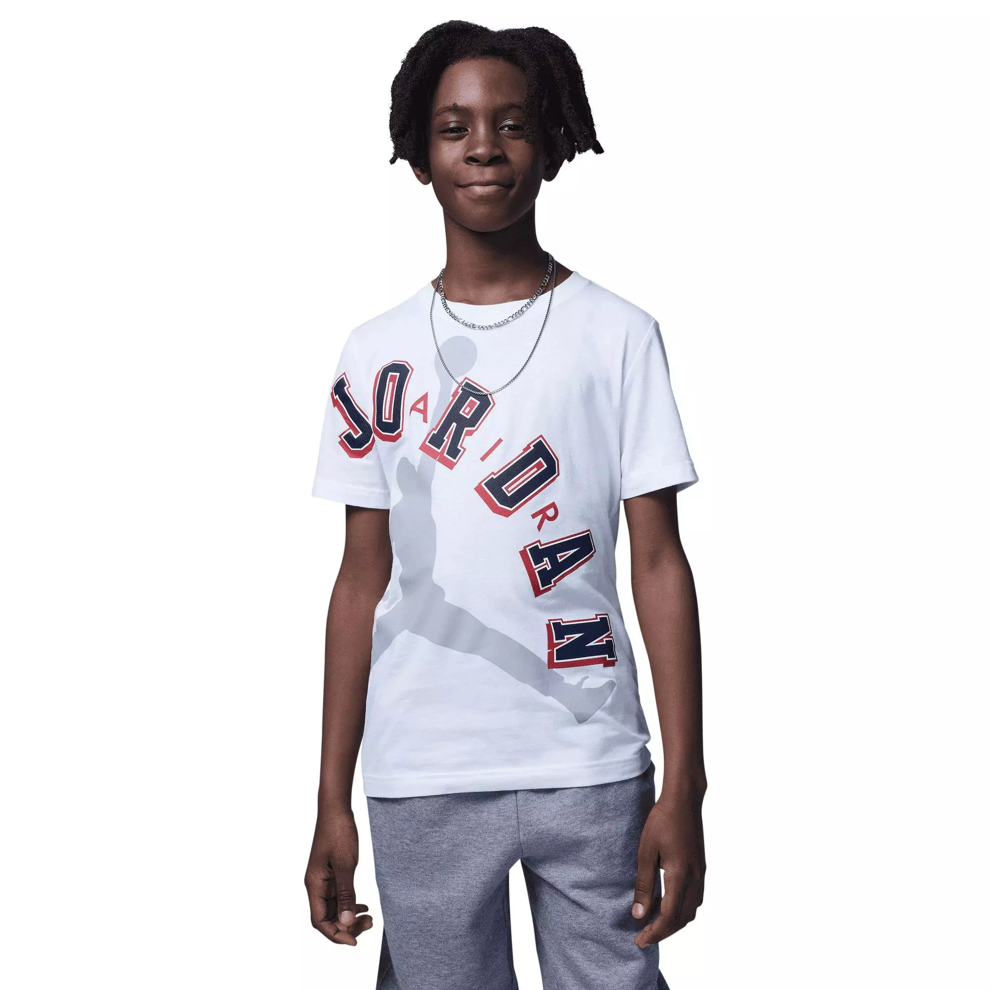 Jordan Big Boys' Americana Logo Tee - WHITE