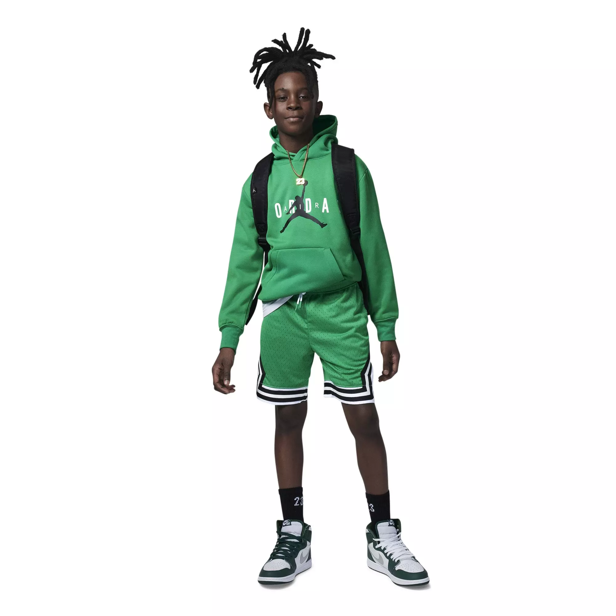 Jordan Big Boys' Air Diamond Shorts - GREEN/WHITE