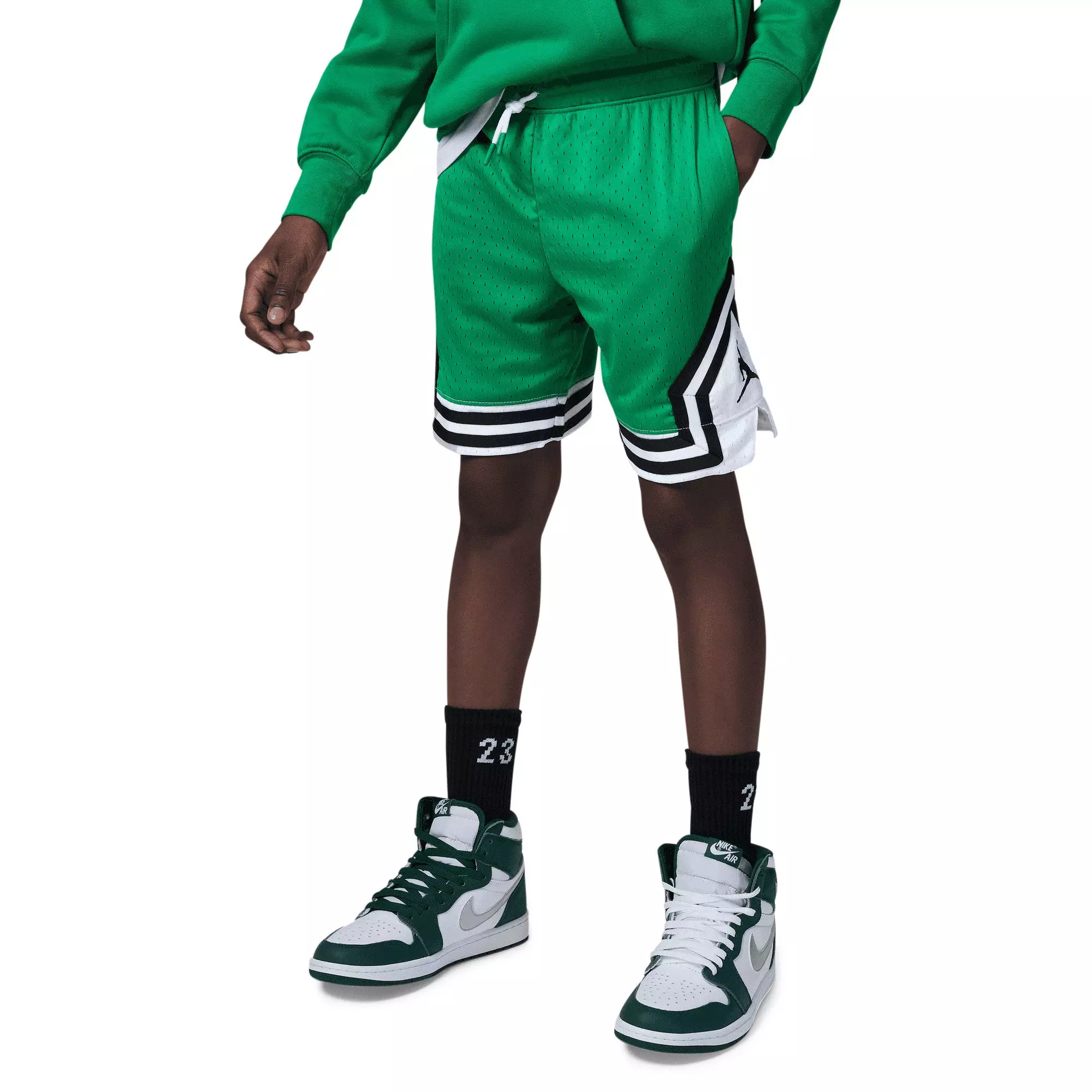Jordan Big Boys' Air Diamond Shorts - GREEN/WHITE
