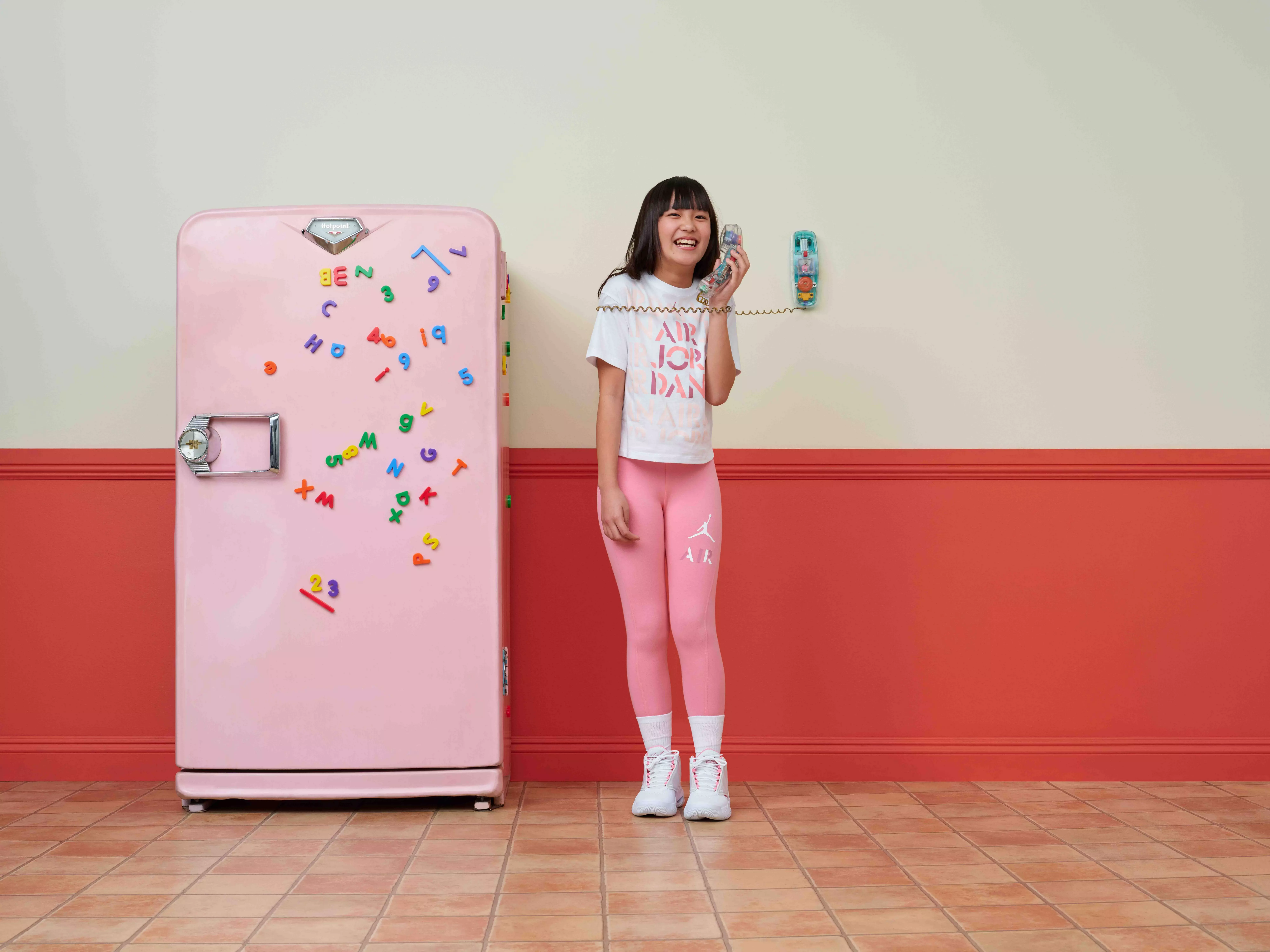 Jordan Big Girls' Focus Tee - WHITE/PINK