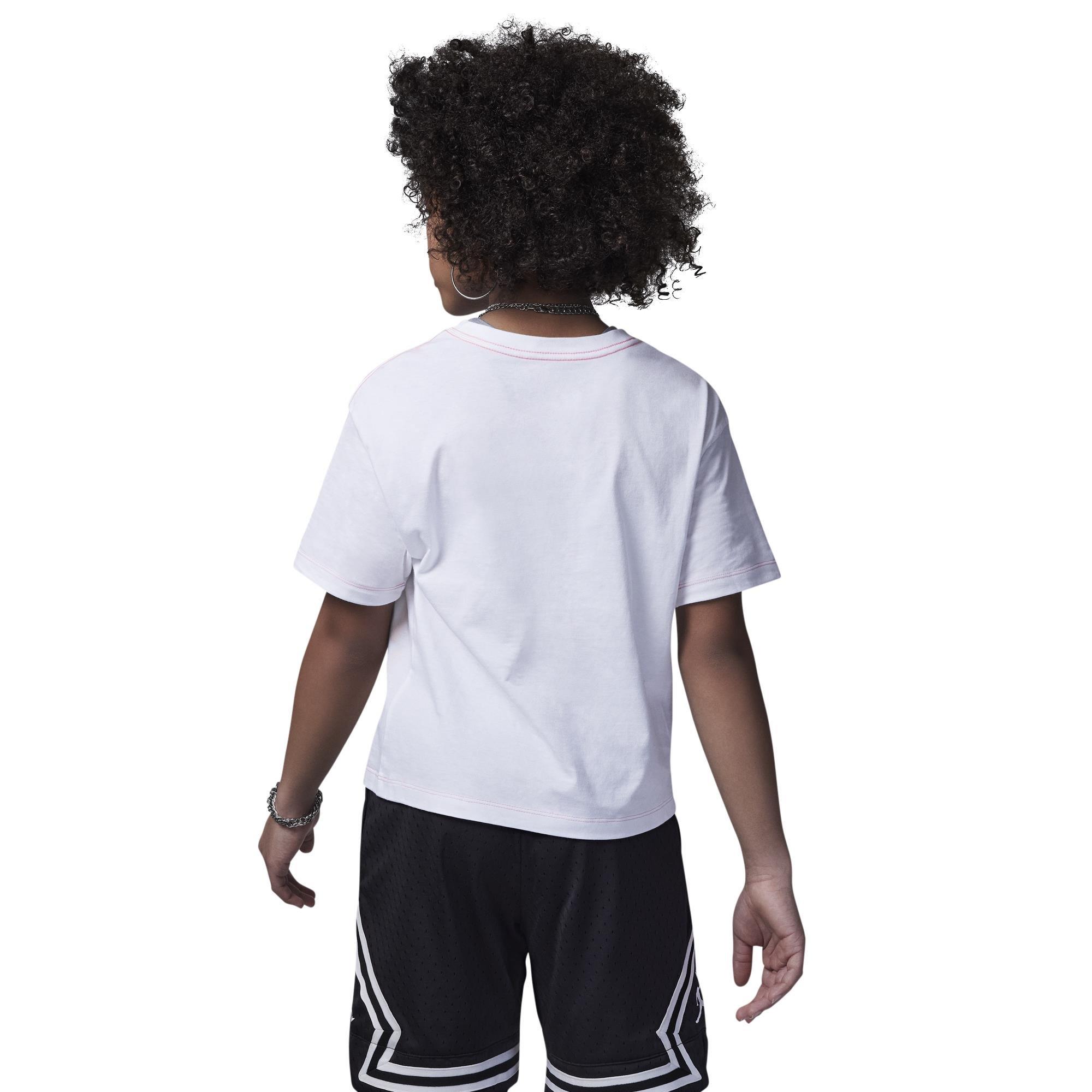 Jordan Big Girls' Focus Tee - WHITE/PINK Thumbnail View 2