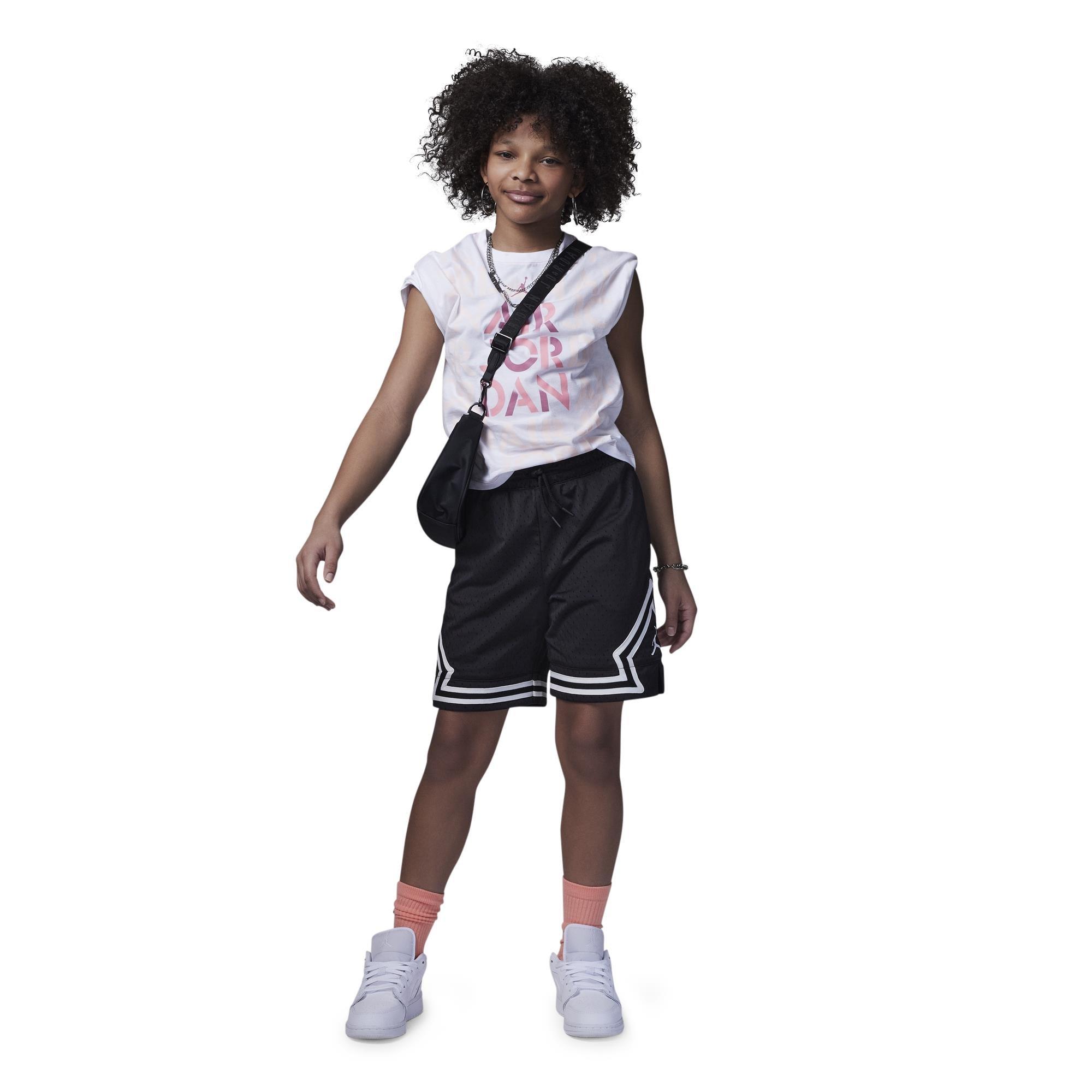 Jordan Big Girls' Focus Tee - WHITE/PINK Thumbnail View 4