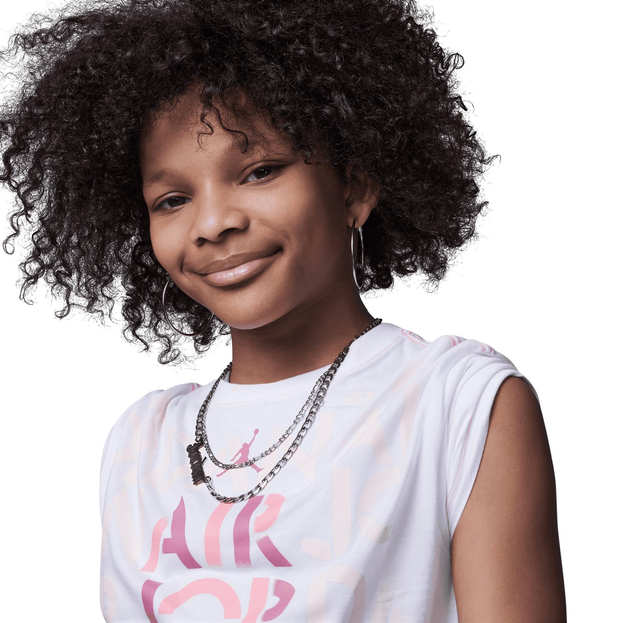 Jordan Big Girls' Focus Tee - WHITE/PINK Thumbnail View 3