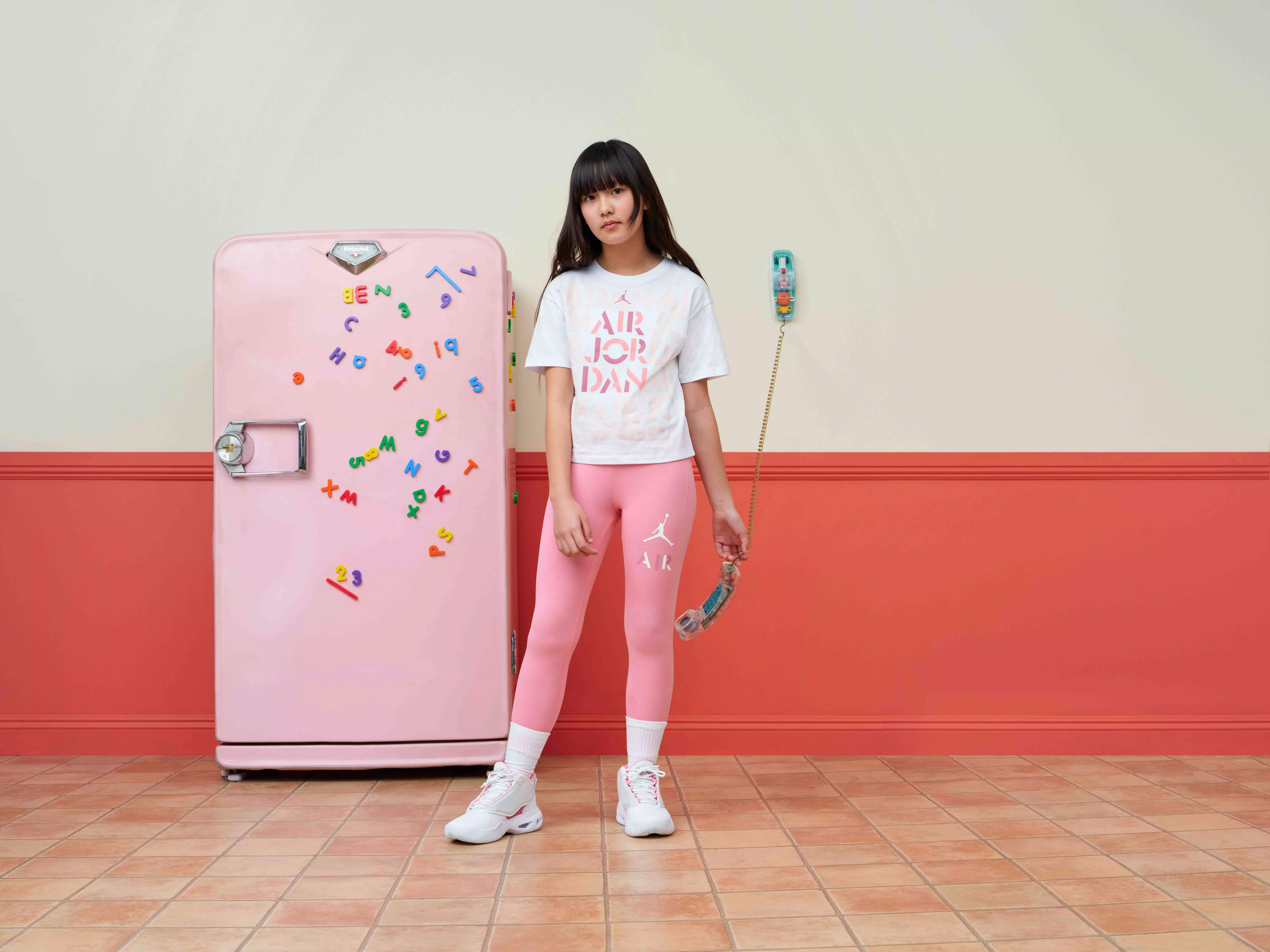 Jordan Big Girls' Focus Tee - WHITE/PINK