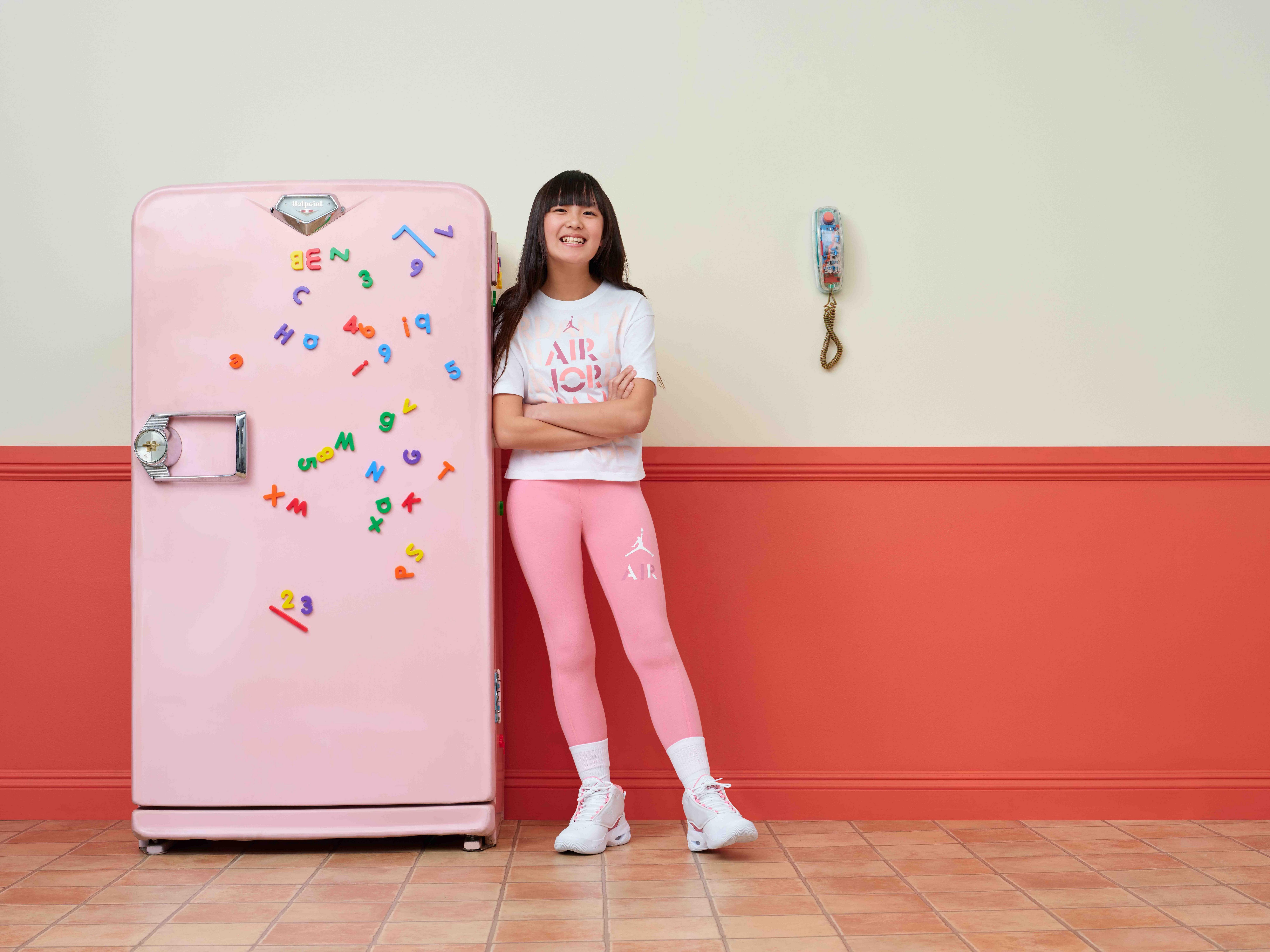 Jordan Big Girls' Focus Tee - WHITE/PINK Thumbnail View 9