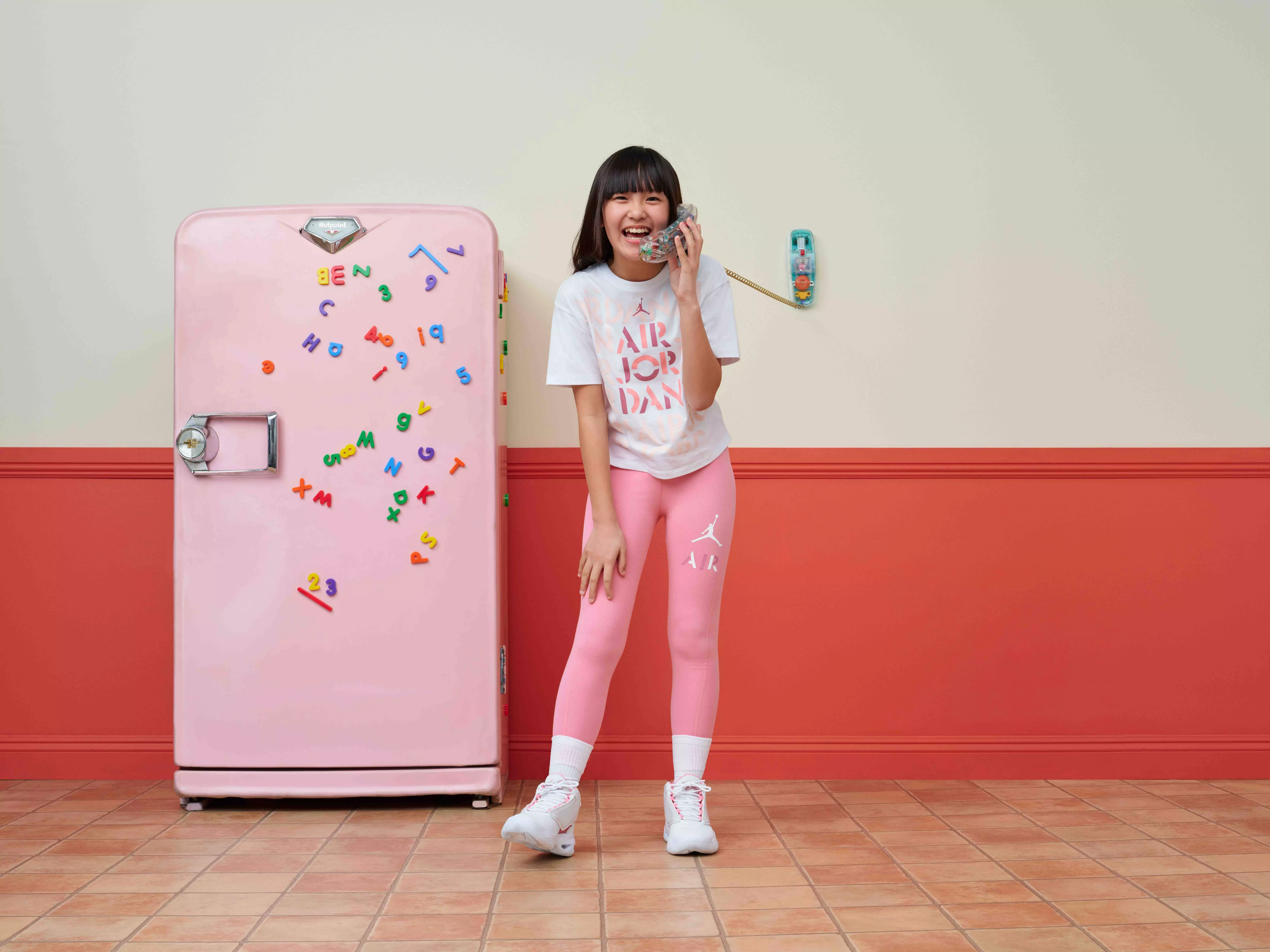 Jordan Big Girls' Focus Tee - WHITE/PINK