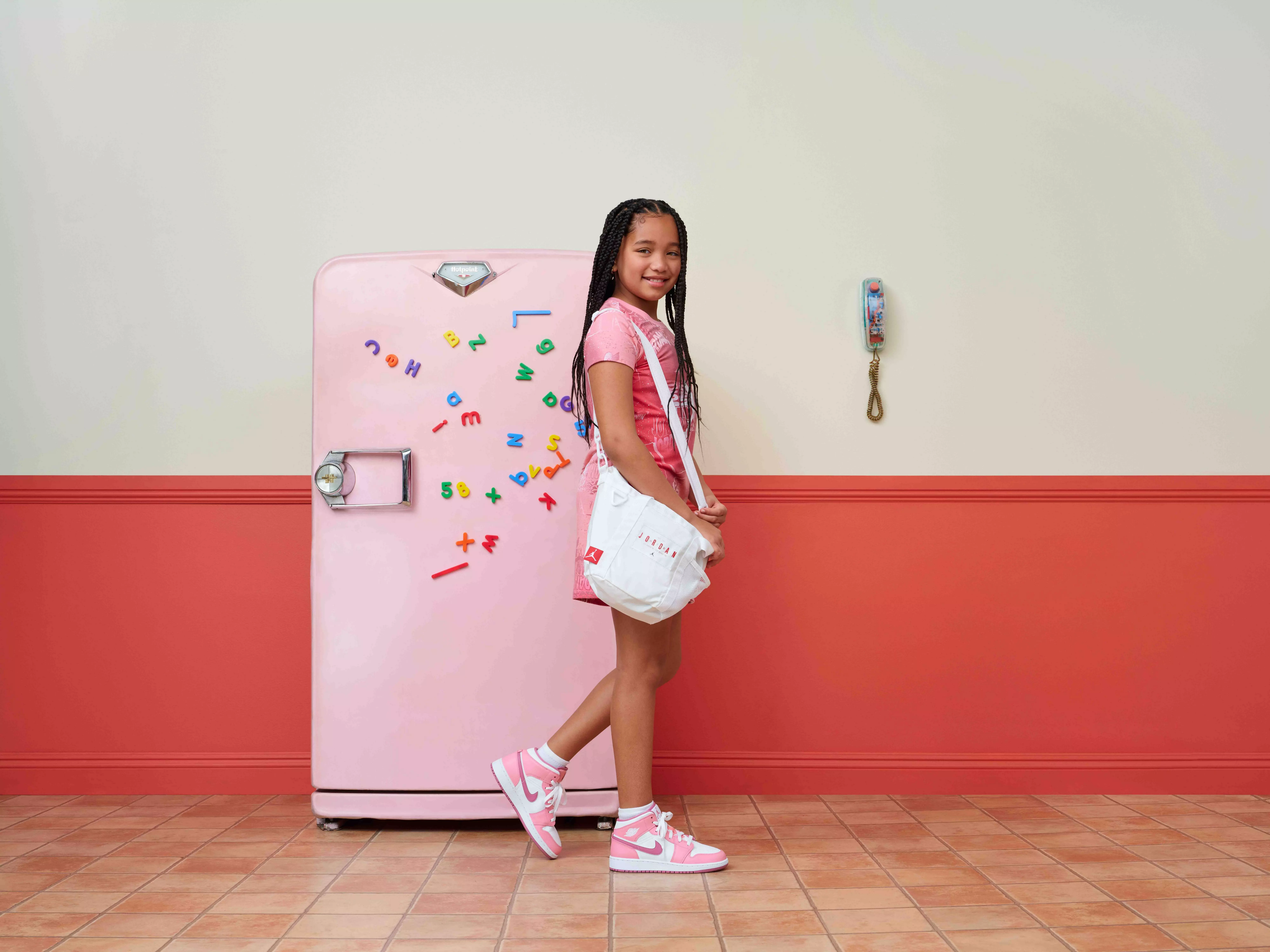 Jordan Big Girls' Essentials New Wave Printed Dress - PINK