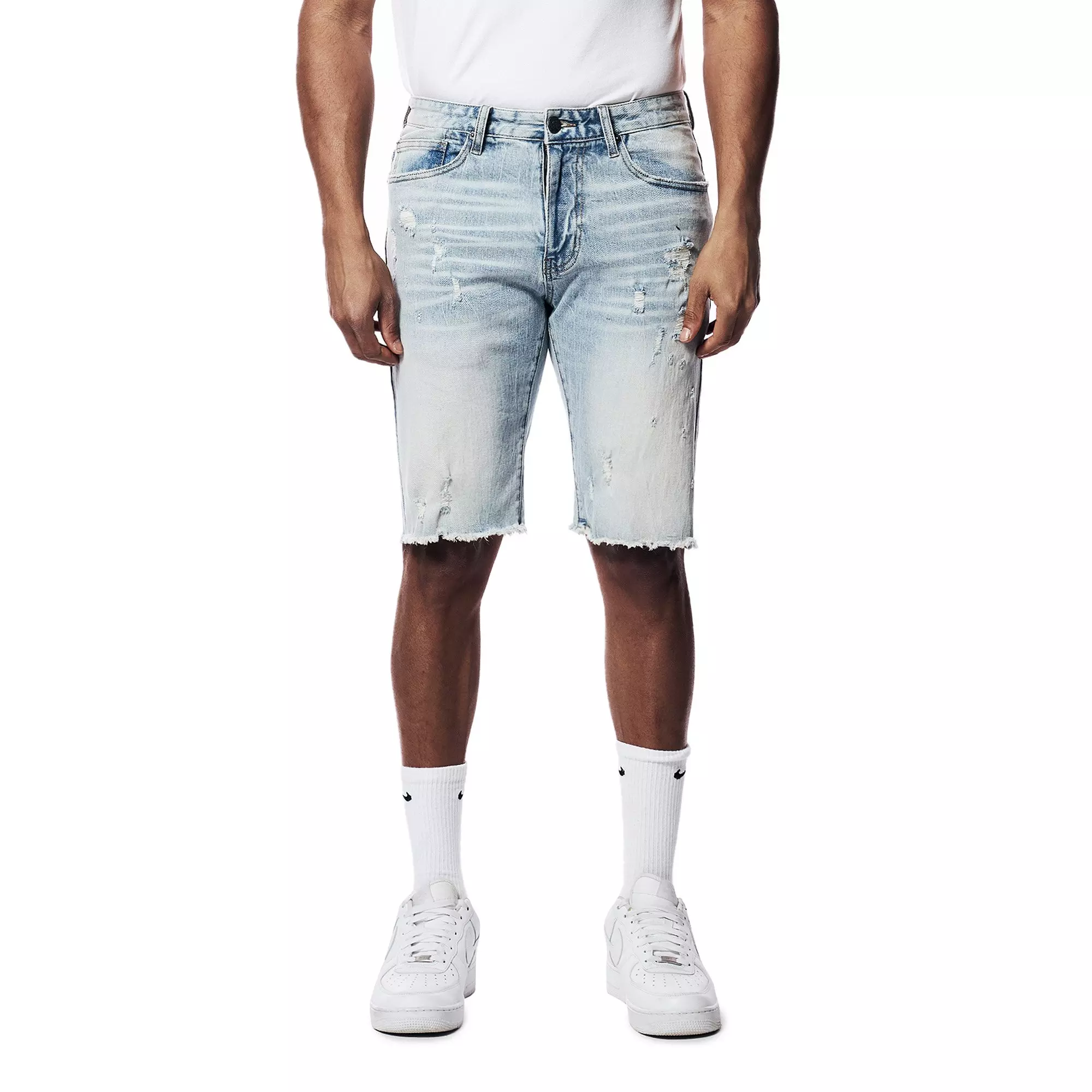 Grindhouse Men's Grinding Slim Fit Denim Shorts - Natick Blue - BLUE