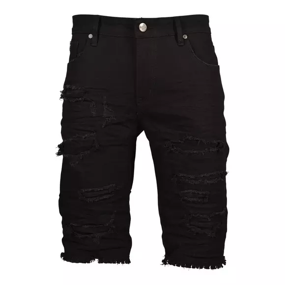 Grindhouse Men's Rip N Repair Slim Fit Denim Shorts - Jet Black ...