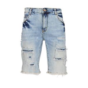 Men Heavily Washed Distressed Regular Fit Denim Shorts