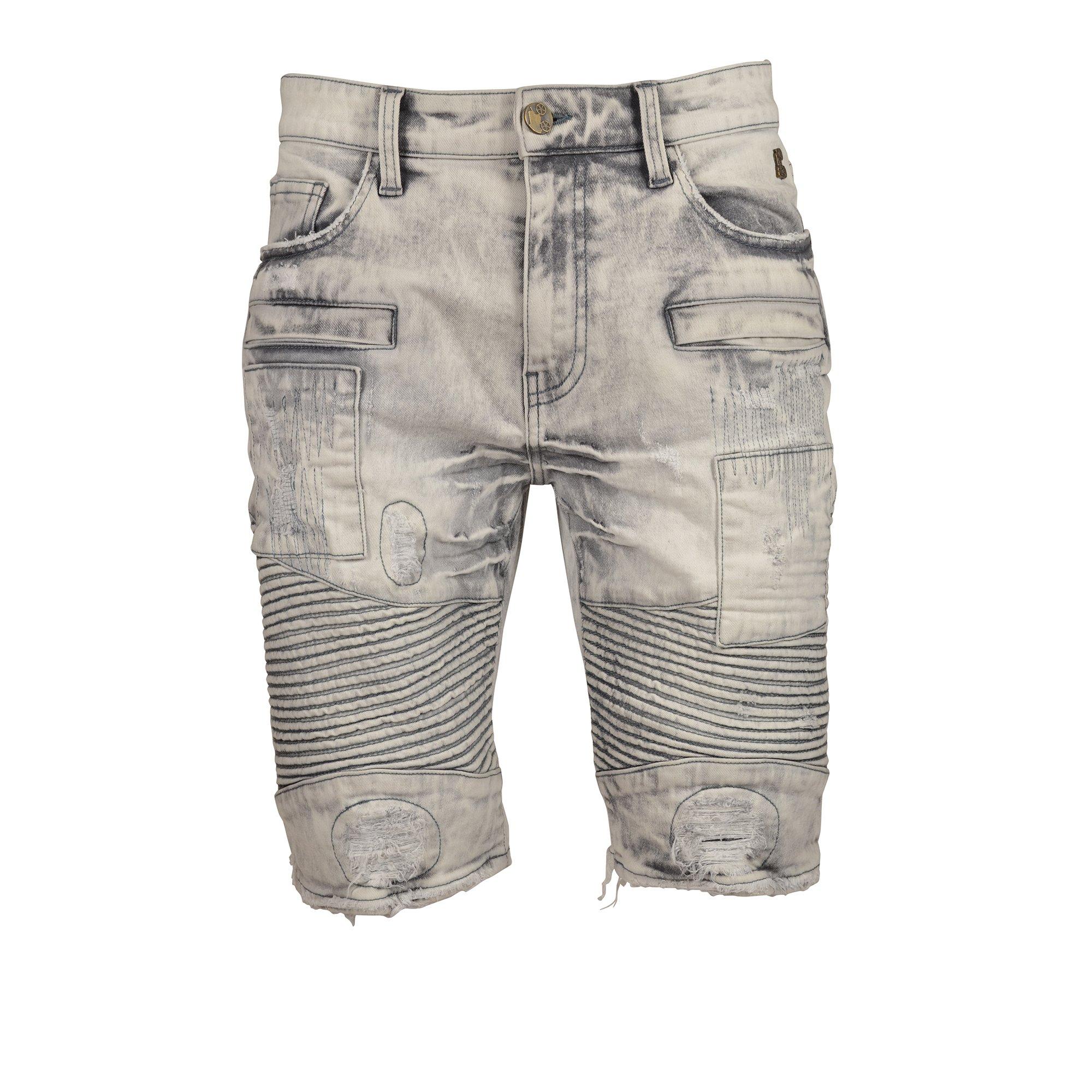 Grindhouse Men's Moto Denim Shorts Frost Grey Hibbett City Gear
