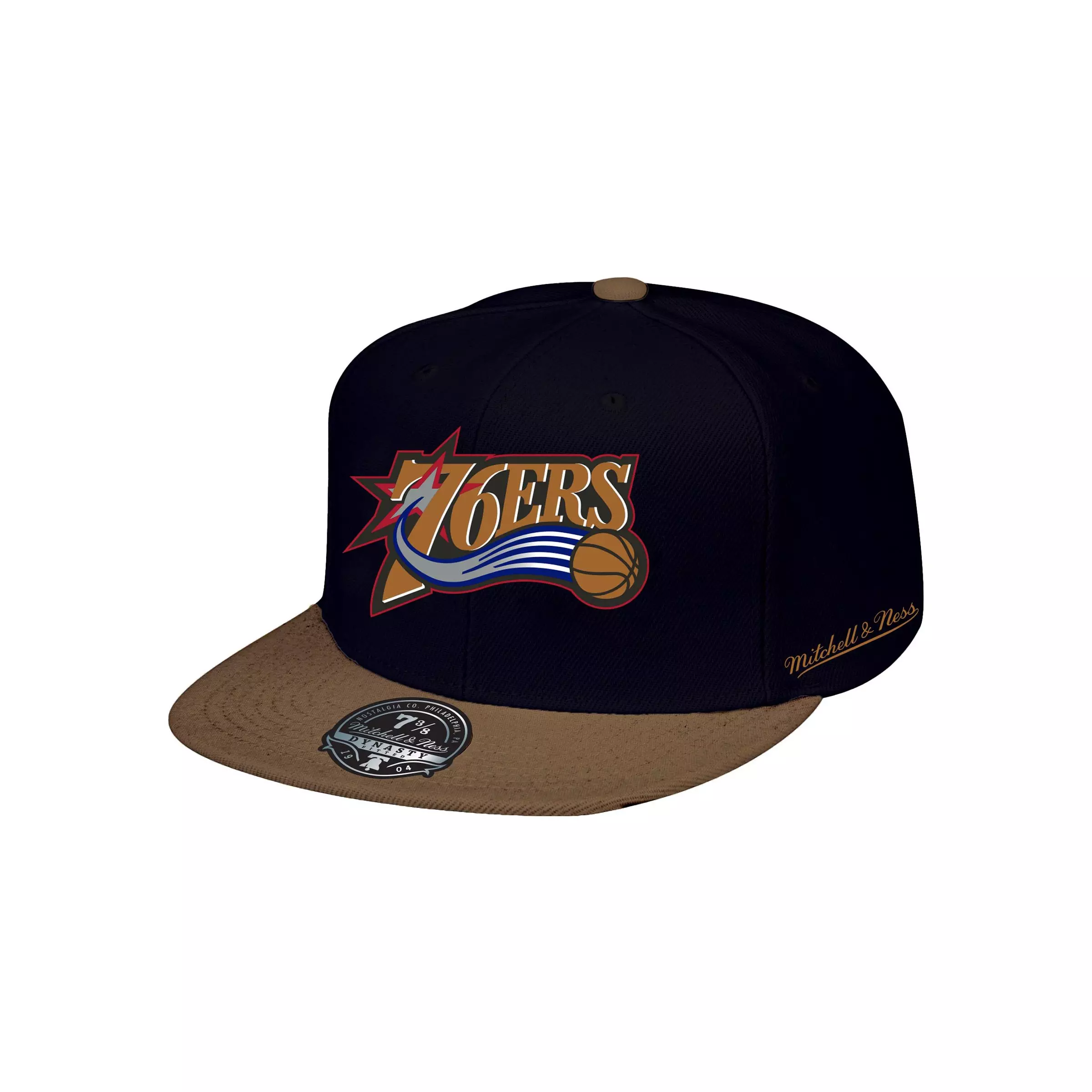 Mitchell &amp; Ness Philadelphia 76ers NBA Core Side Fitted Hat - BLACK