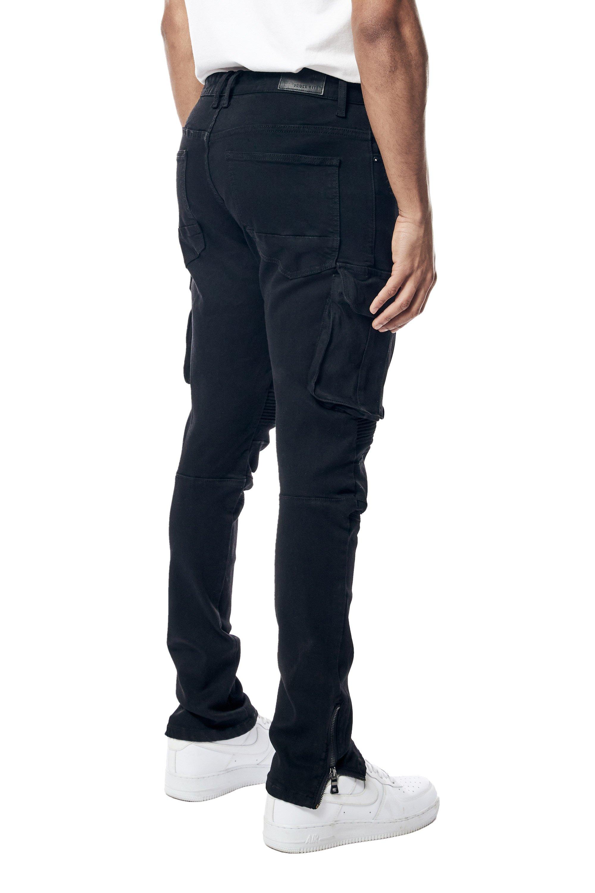 Smoke Rise Men's Slim Fit Bottom Zipper Pants - Black - BLACK Thumbnail View 2
