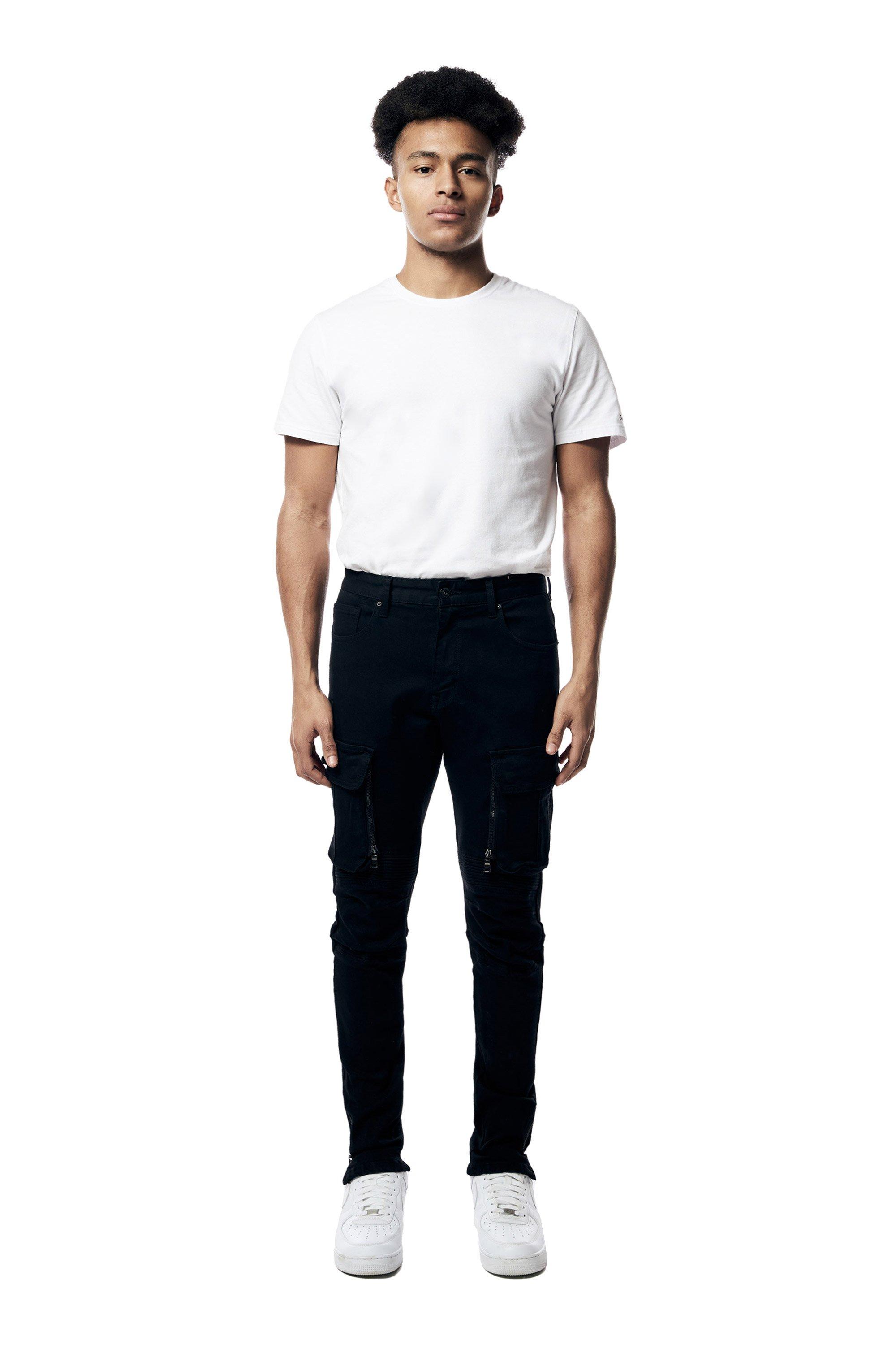 Smoke Rise Men's Slim Fit Bottom Zipper Pants - Black - BLACK Thumbnail View 3