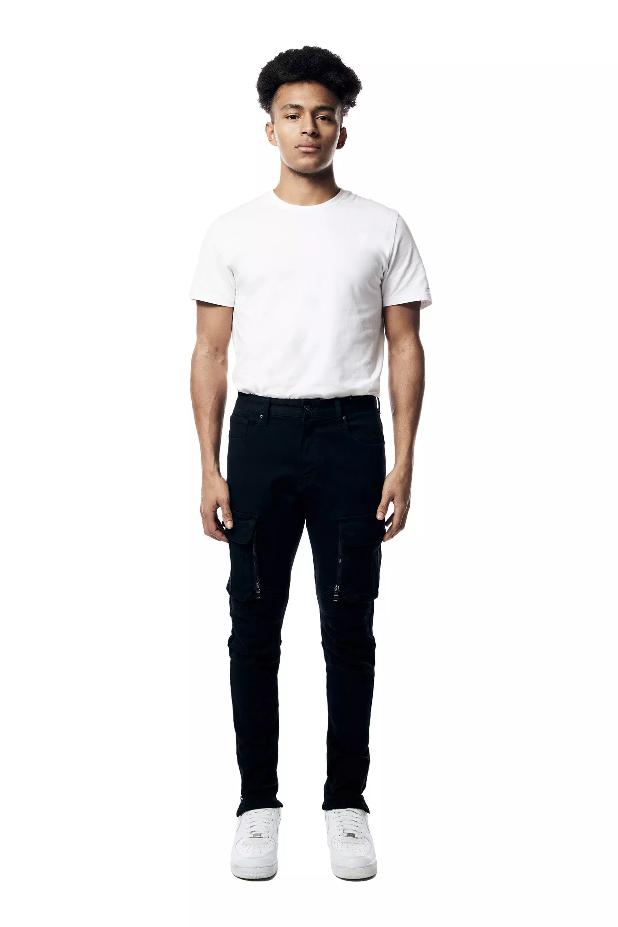 Smoke Rise Men's Slim Fit Bottom Zipper Pants - Black - BLACK